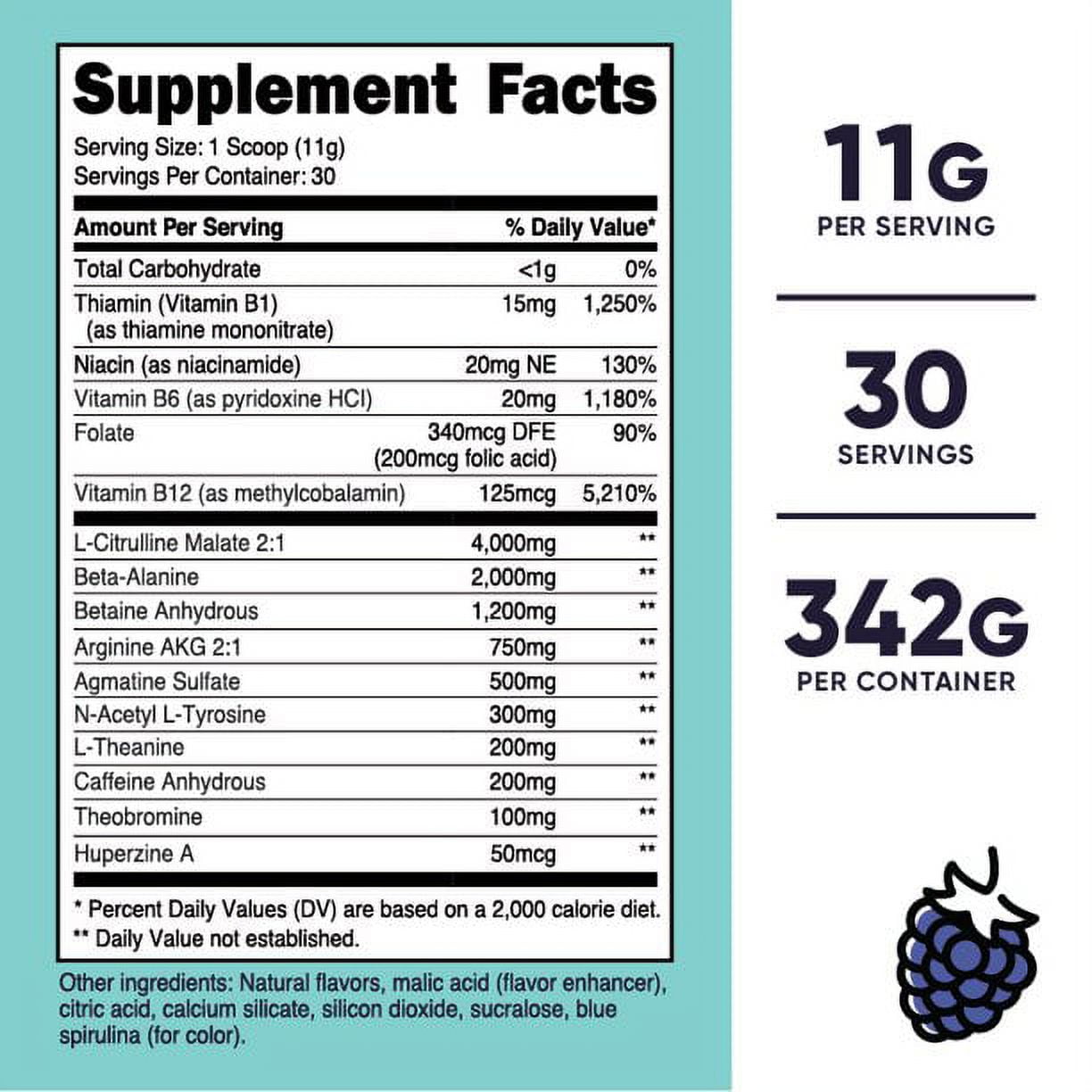Nutricost Women's Blue Raspberry Pre-Workout Powder 30 Servings