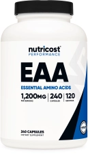Nutricost EAA Capsules 1200mg 120 Servings 240 Capsules Essential Amino Acids Non-GMO Gluten