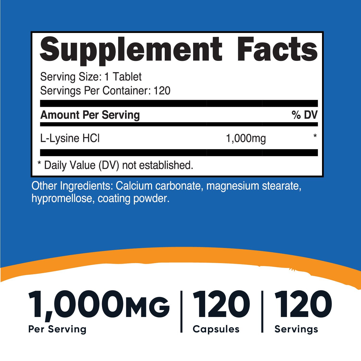 Nutricost L-Lysine 1000mg 120 Tablets Gluten Free Non-GMO Amino Acid Supplement
