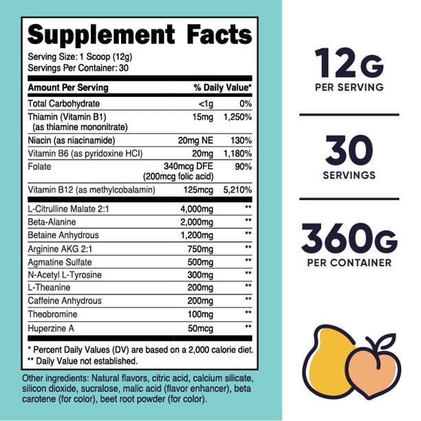 Nutricost Women's Peach Mango Pre-Workout Powder 30 Servings