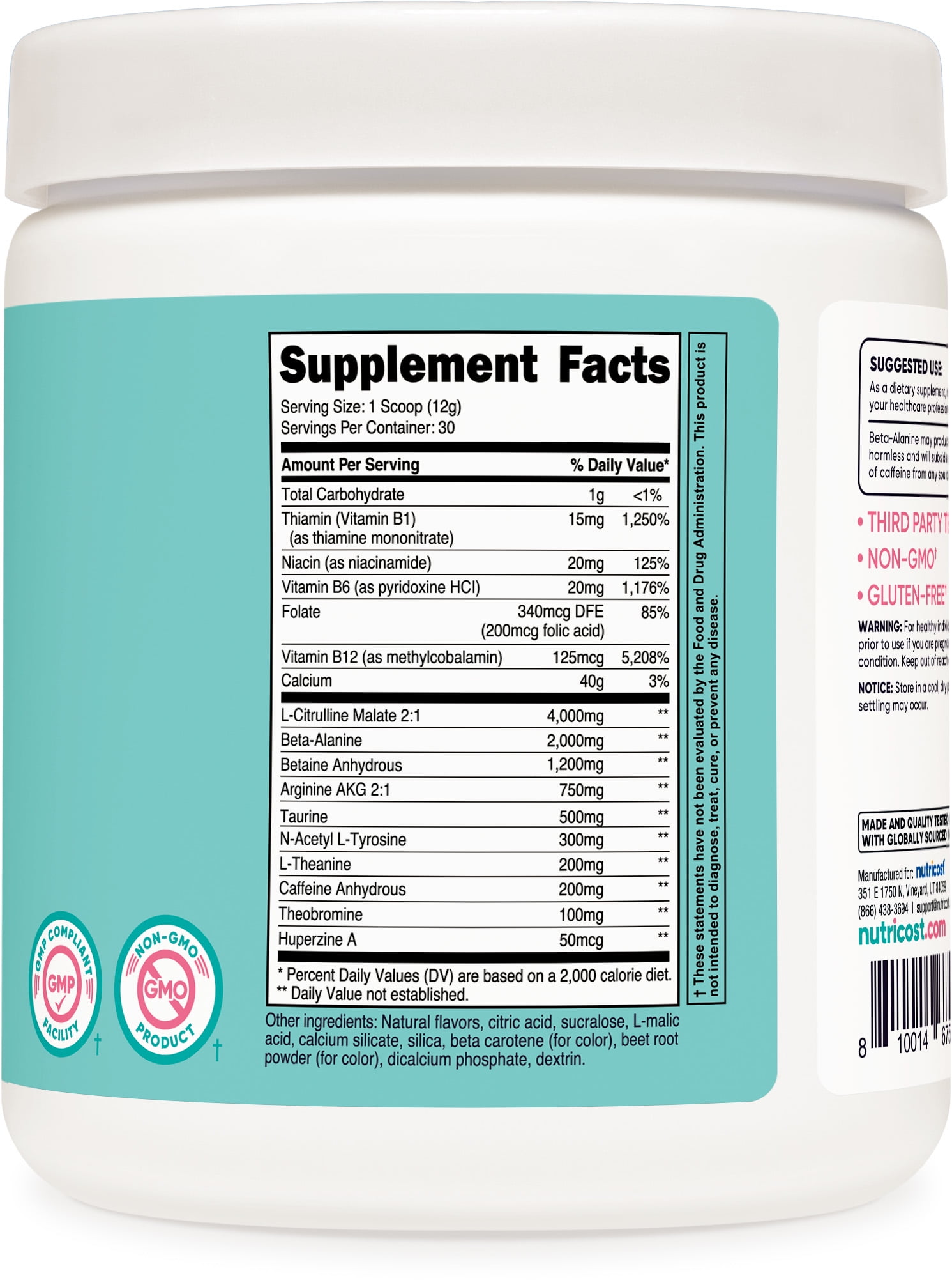 Nutricost Women's Peach Mango Pre-Workout Powder 30 Servings