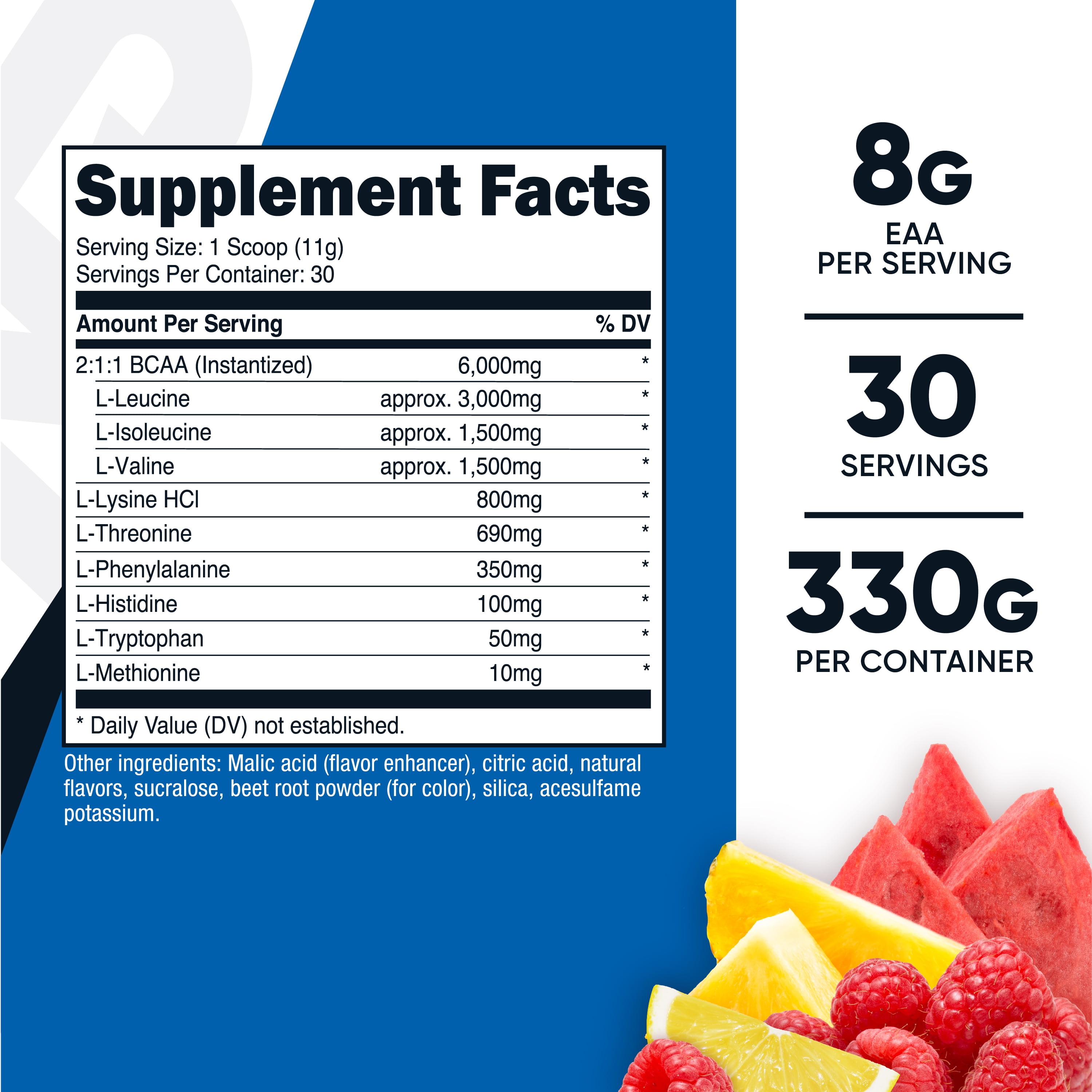Nutricost EAA Powder 30 Servings Fruit Punch Essential Amino Acids Non-GMO
