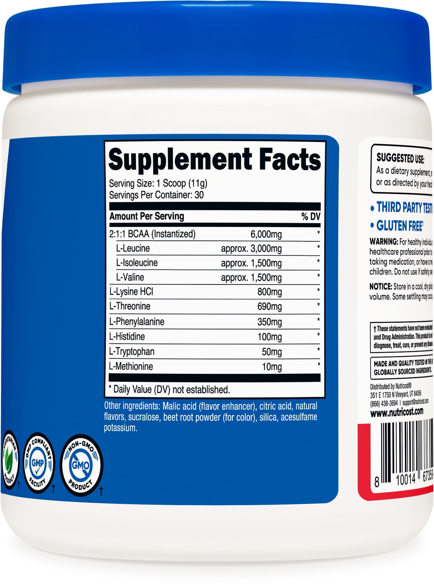 Nutricost EAA Powder 30 Servings Fruit Punch Essential Amino Acids Non-GMO