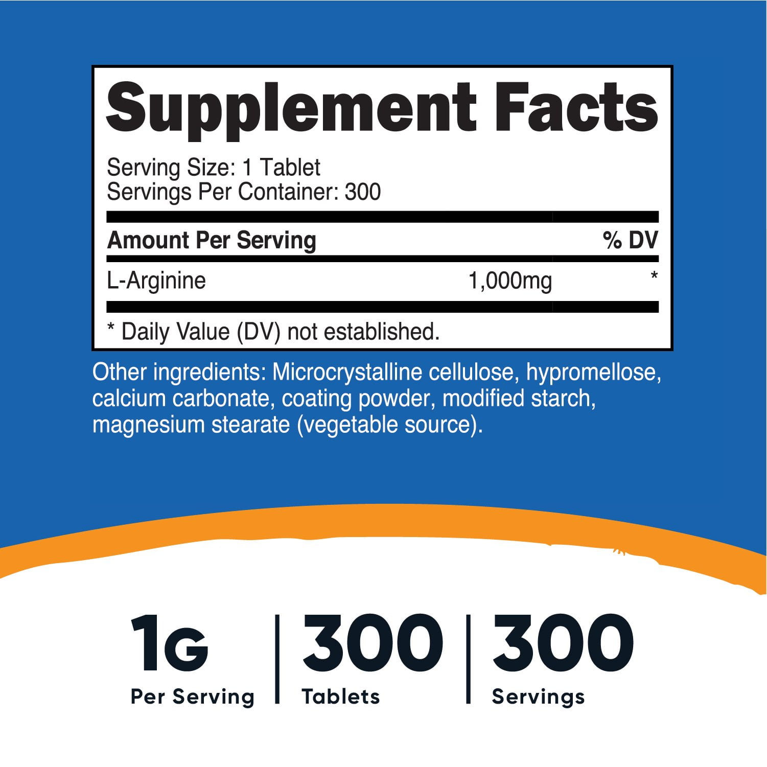 Nutricost L Arginine 1000mg Amino Acid Tablets 300 Tablets
