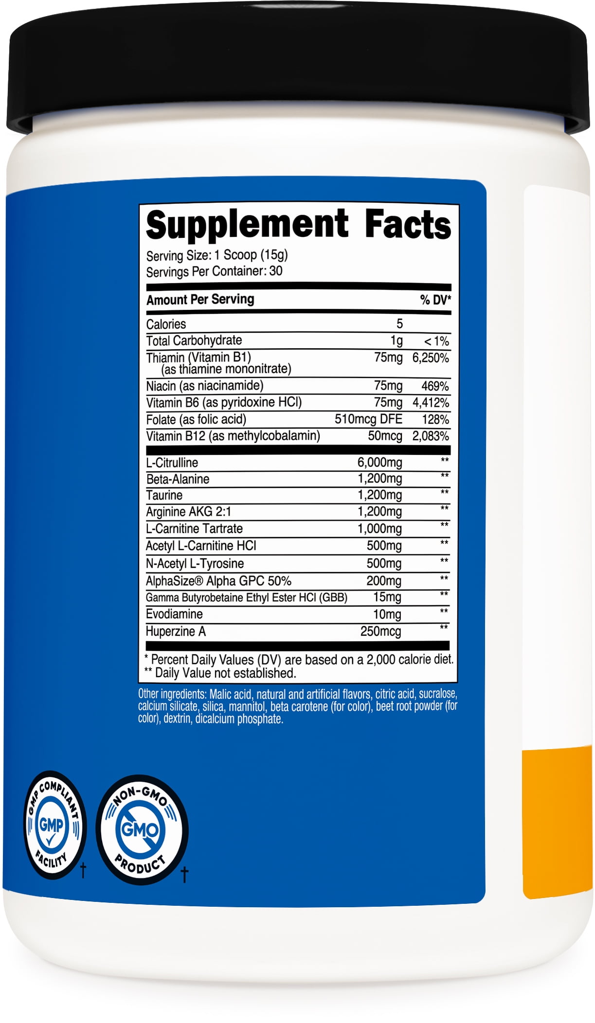 Nutricost Peach Mango Stim-Free Pre-Workout Powder 30 Servings Non-GMO