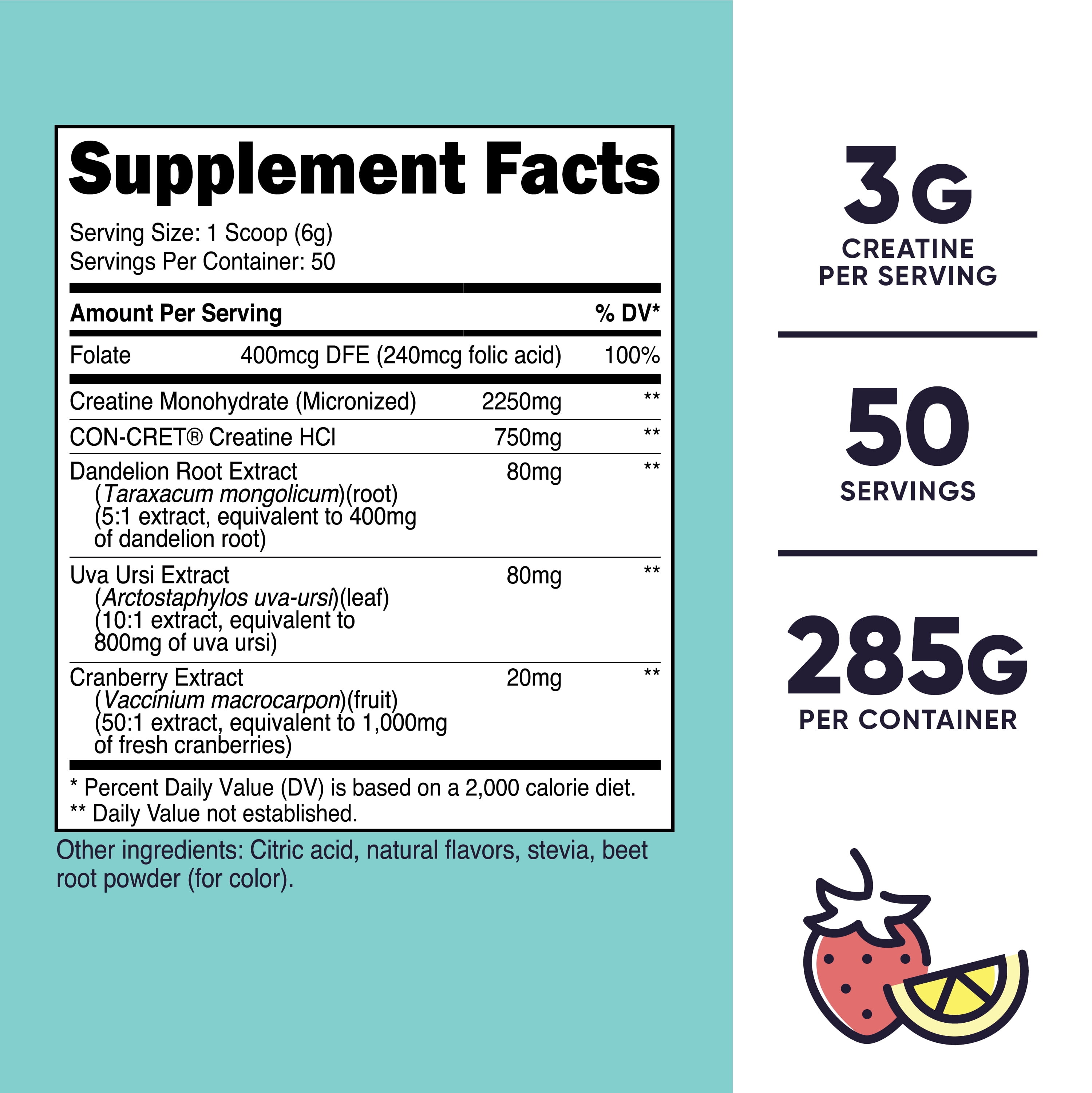 Nutricost Women's Strawberry Lemonade Creatine Monohydrate Powder 50 Servings
