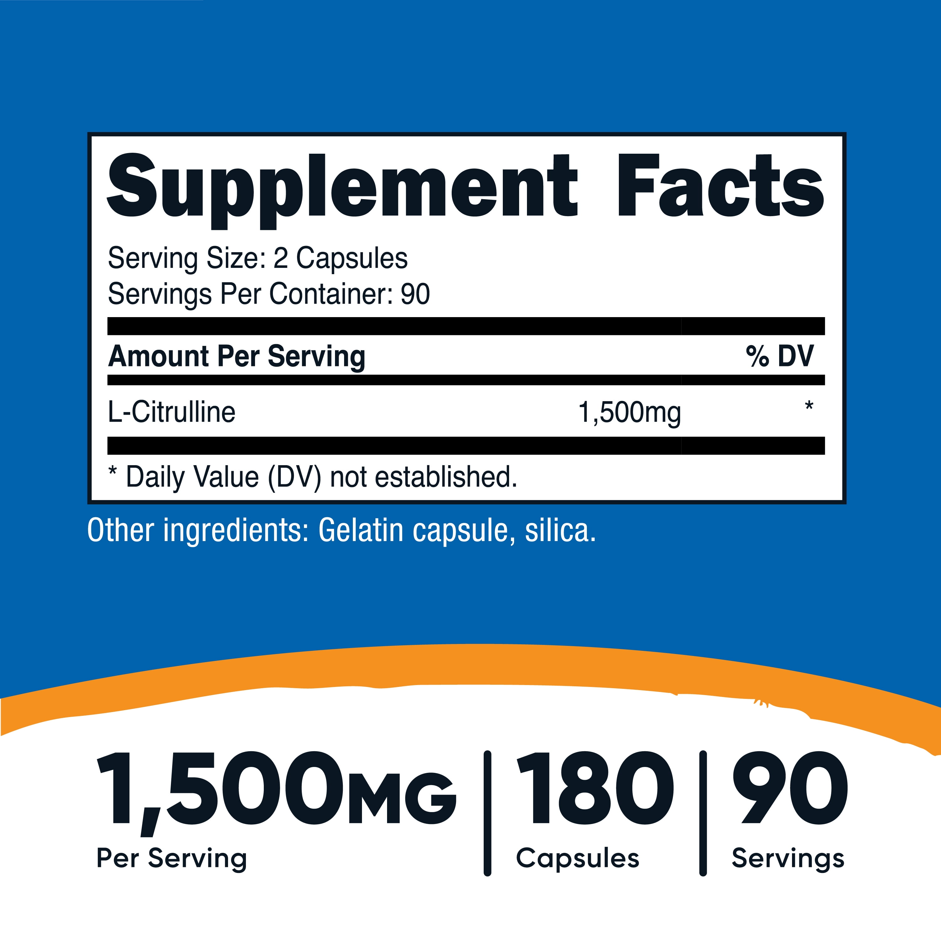 Nutricost L Citrulline 750mg 180 Capsules Gluten Free Non GMO Supplement