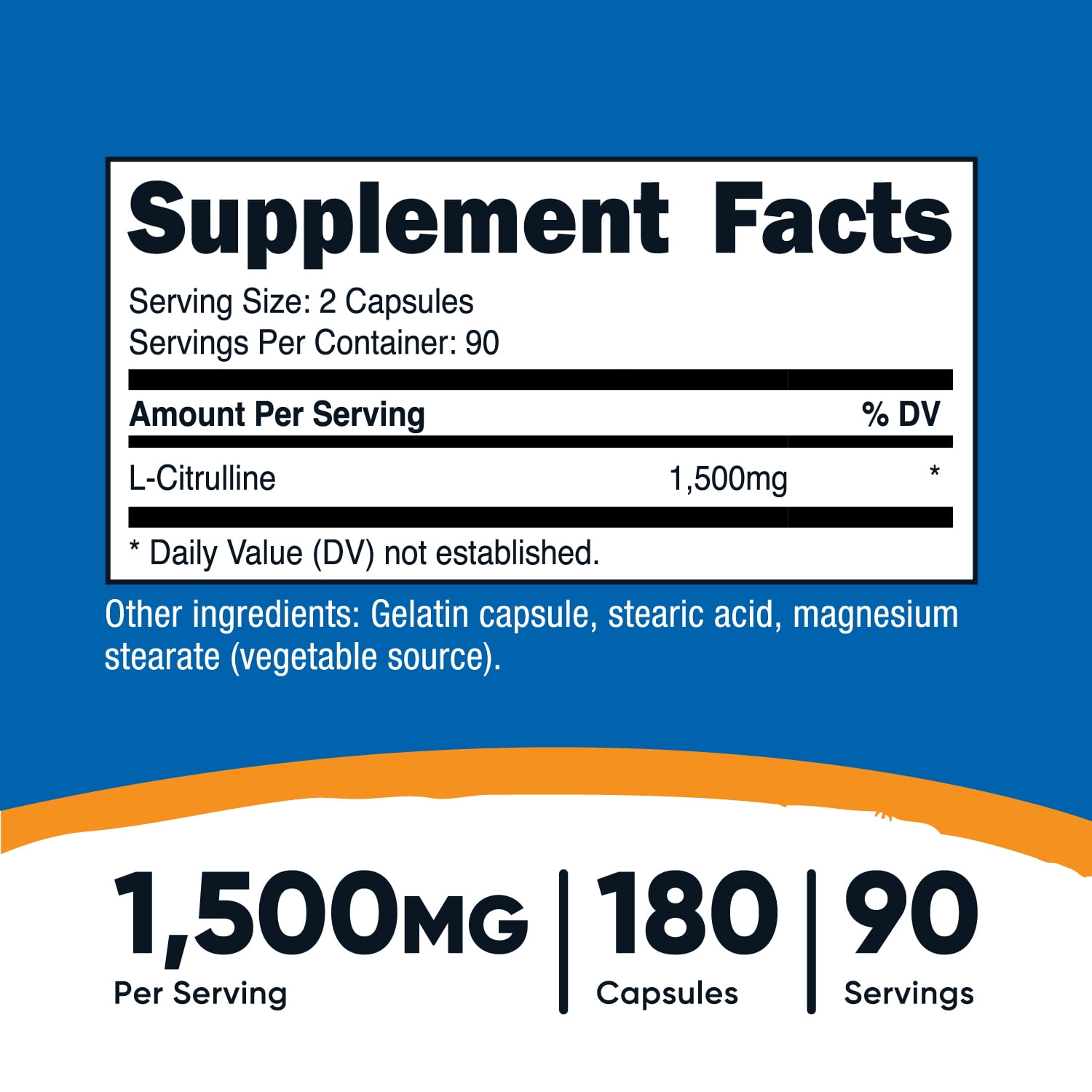Nutricost L Citrulline 750mg 180 Capsules Gluten Free Non GMO Supplement