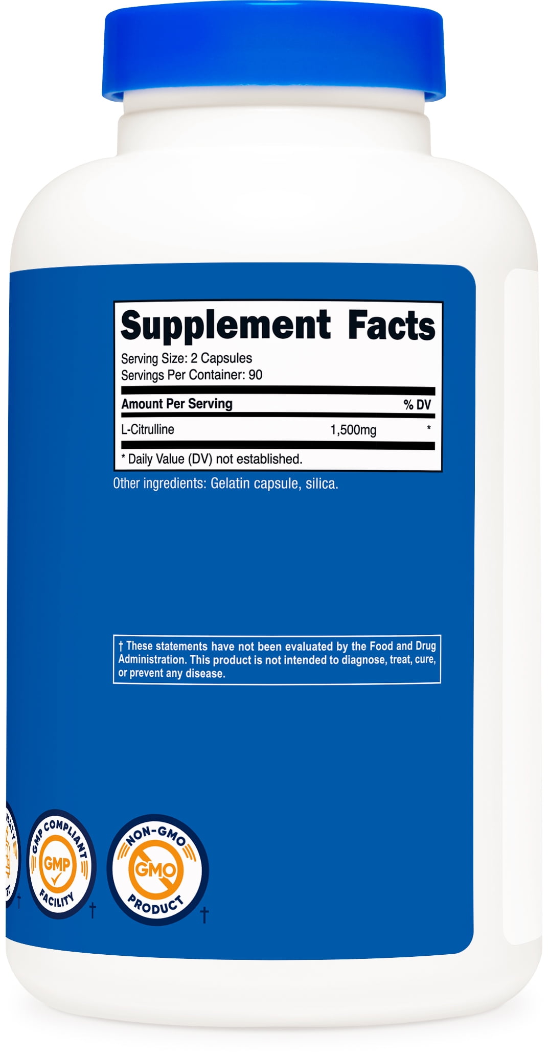 Nutricost L Citrulline 750mg 180 Capsules Gluten Free Non GMO Supplement