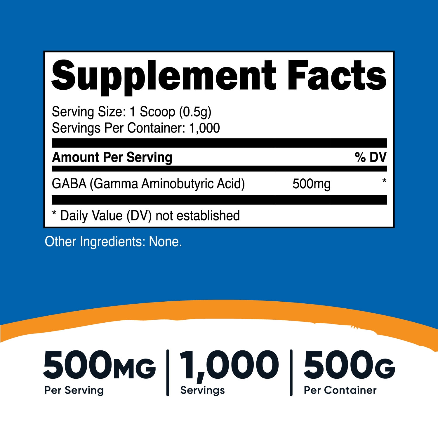 Nutricost Pure GABA Powder - Gamma Aminobutyric Acid - 500g
