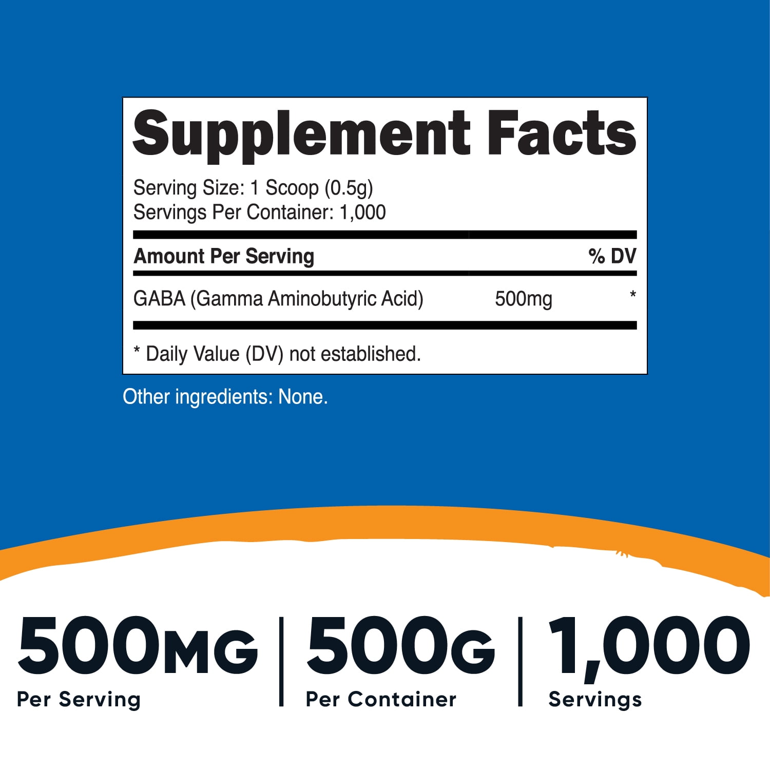 Nutricost Pure GABA Powder - Gamma Aminobutyric Acid - 500g