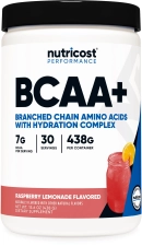 Nutricost BCAA Plus Hydration Powder Raspberry Lemonade 30 Servings Branched Chain Amino Acids Hydration Complex Gluten