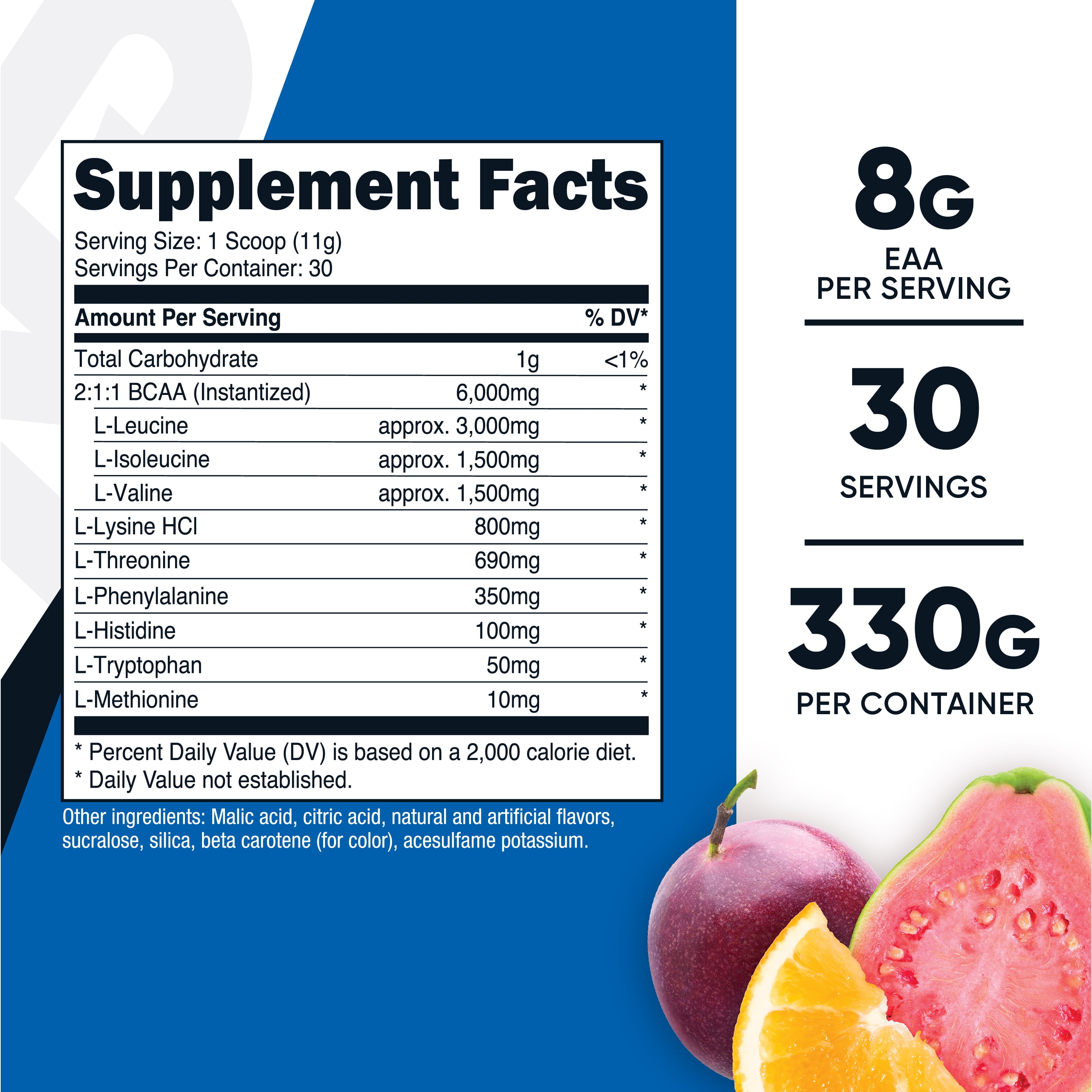 Nutricost EAA Supplement Powder 30 Servings Passion Fruit Orange and Guava POG