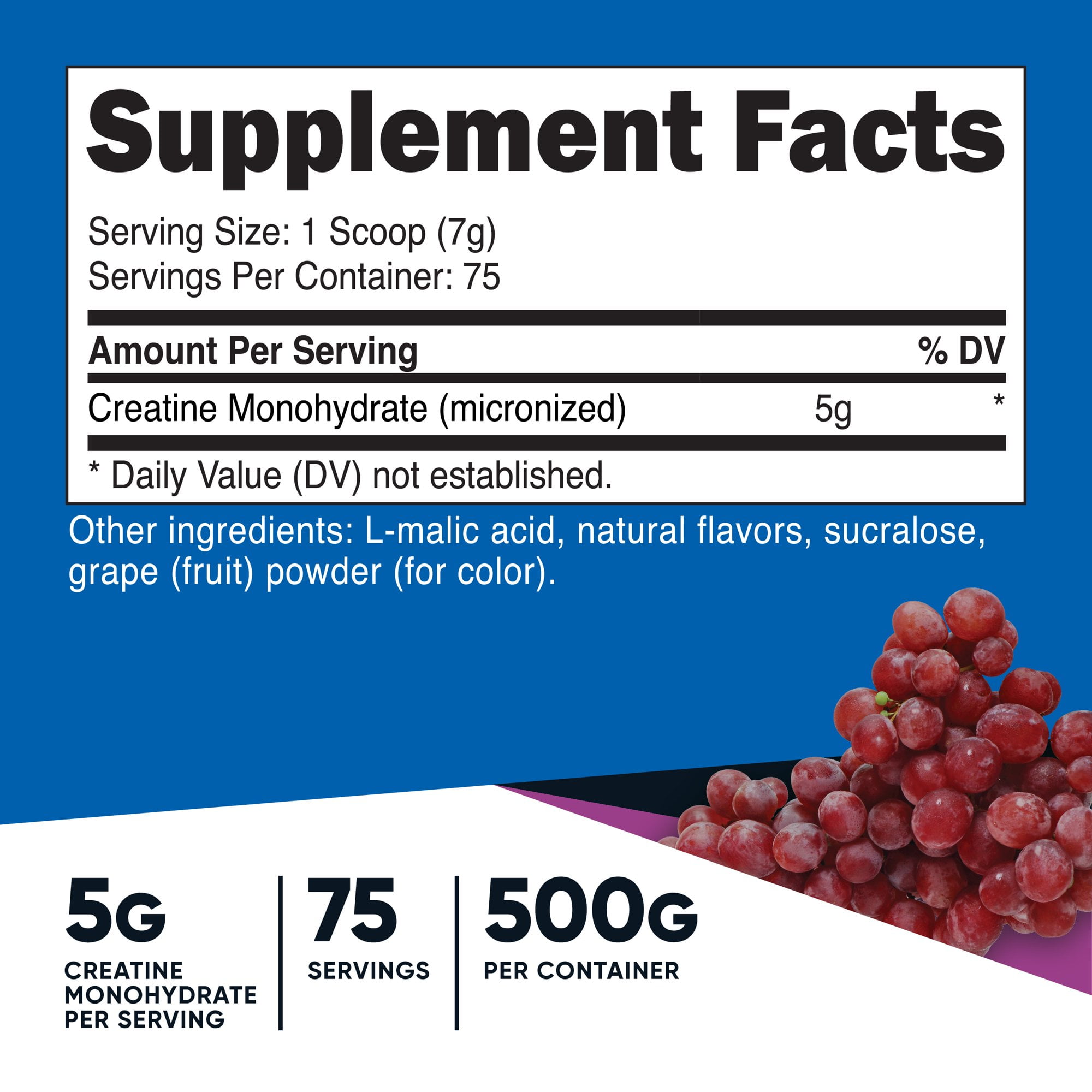 Nutricost Grape Creatine Monohydrate Powder 500g - Micronized Vegan Non-GMO Gluten-Free Supplement