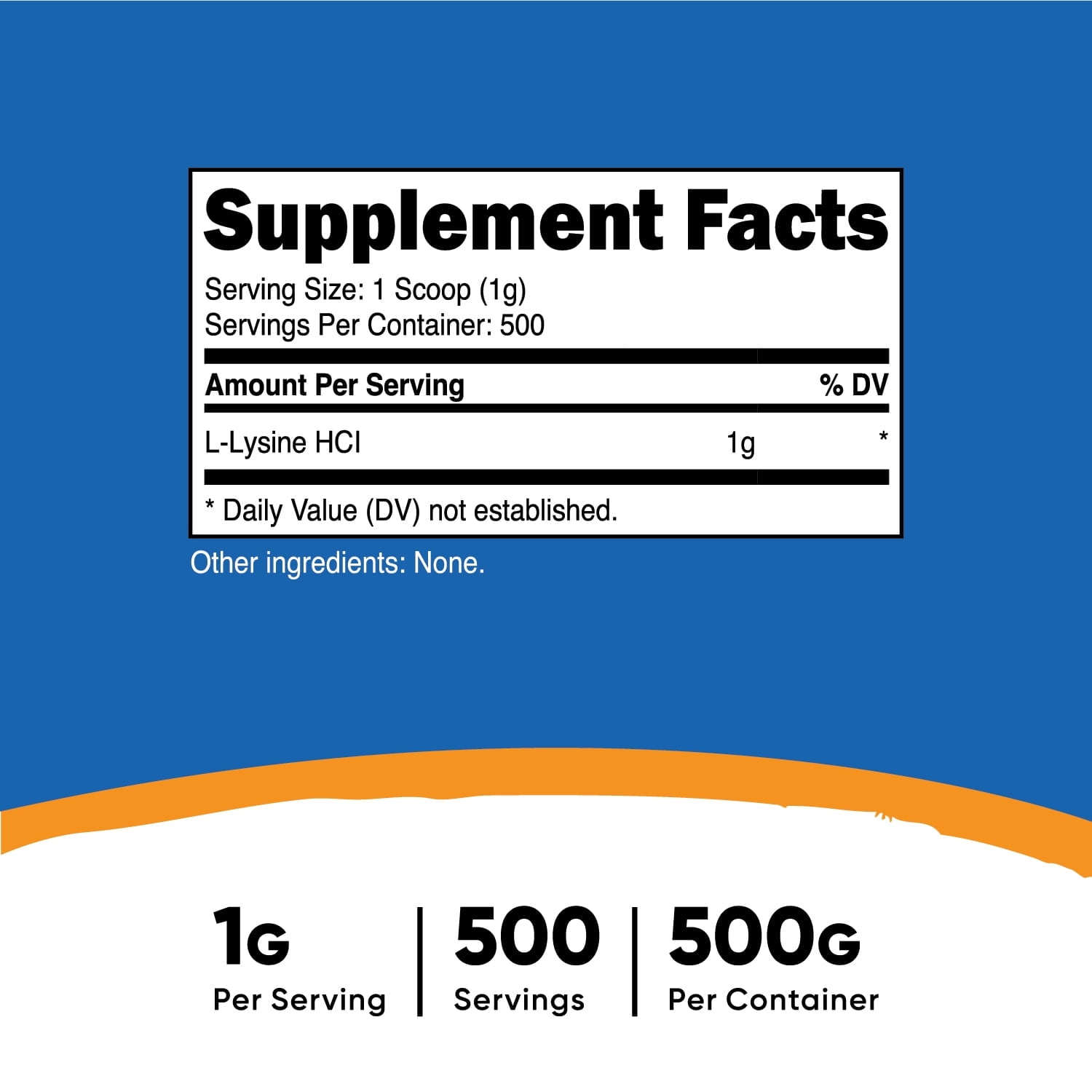 Nutricost L-Lysine 500g Powder Pure Non GMO Gluten Free Supplement