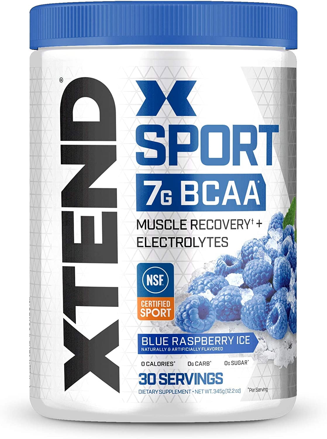 Xtend Sport 7g BCAA Powder Muscle Recovery Sugar Free Blue Raspberry Ice 30 Servings