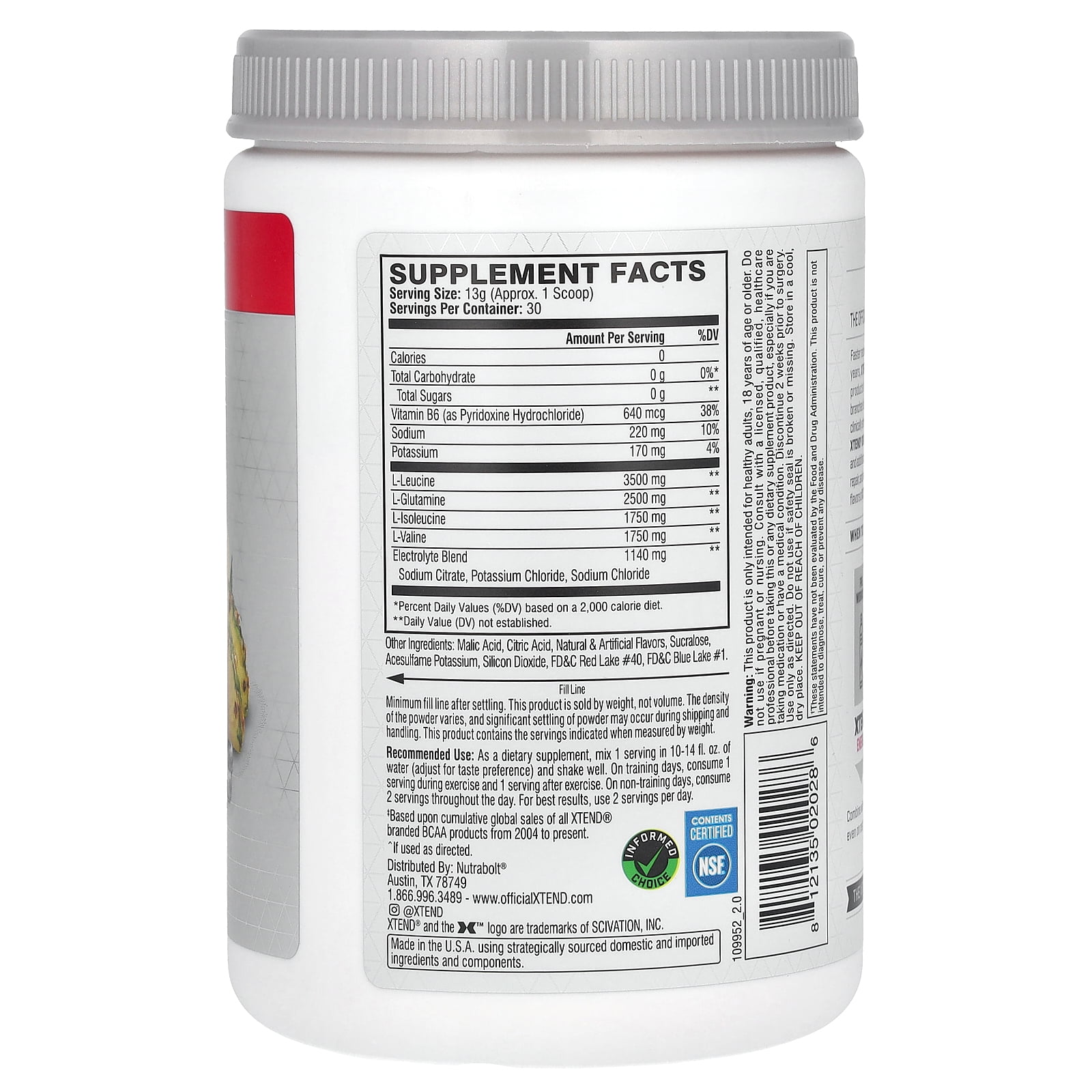 Xtend Original 7G BCAA Knockout Fruit Punch 13.8 oz 390 g