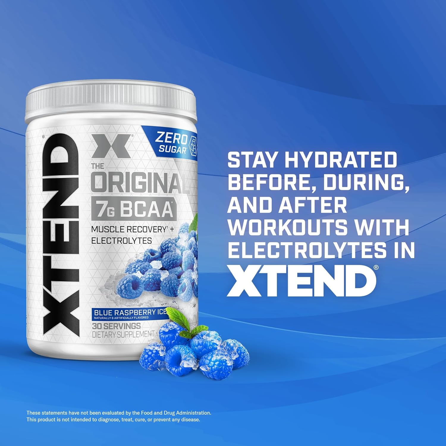 Xtend  Original Blue Raspberry Ice BCAAs 30 Servings Hydration Recovery