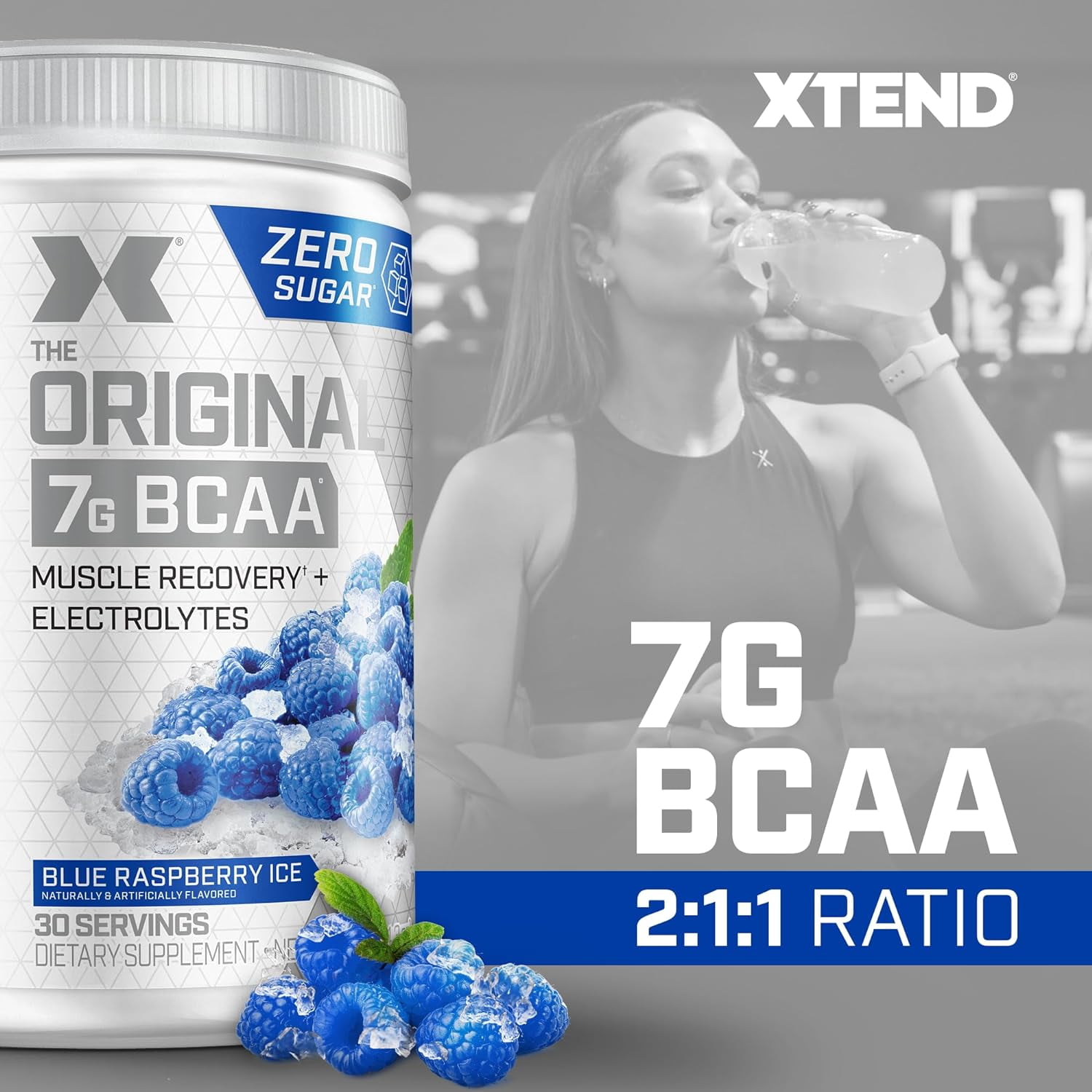 Xtend  Original Blue Raspberry Ice BCAAs 30 Servings Hydration Recovery