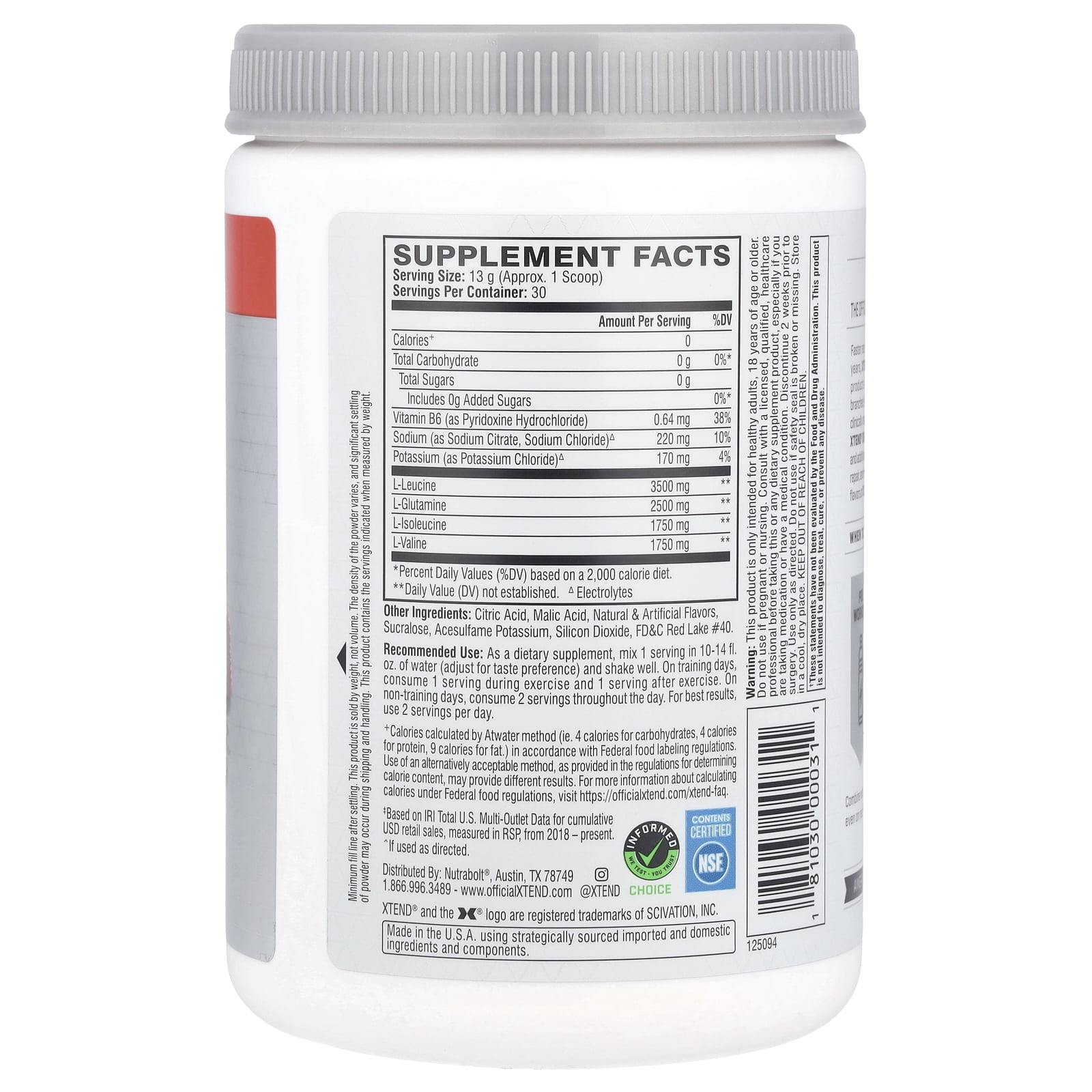 Xtend Original 7G BCAA Strawberry Kiwi Splash 13.8 oz 390 g