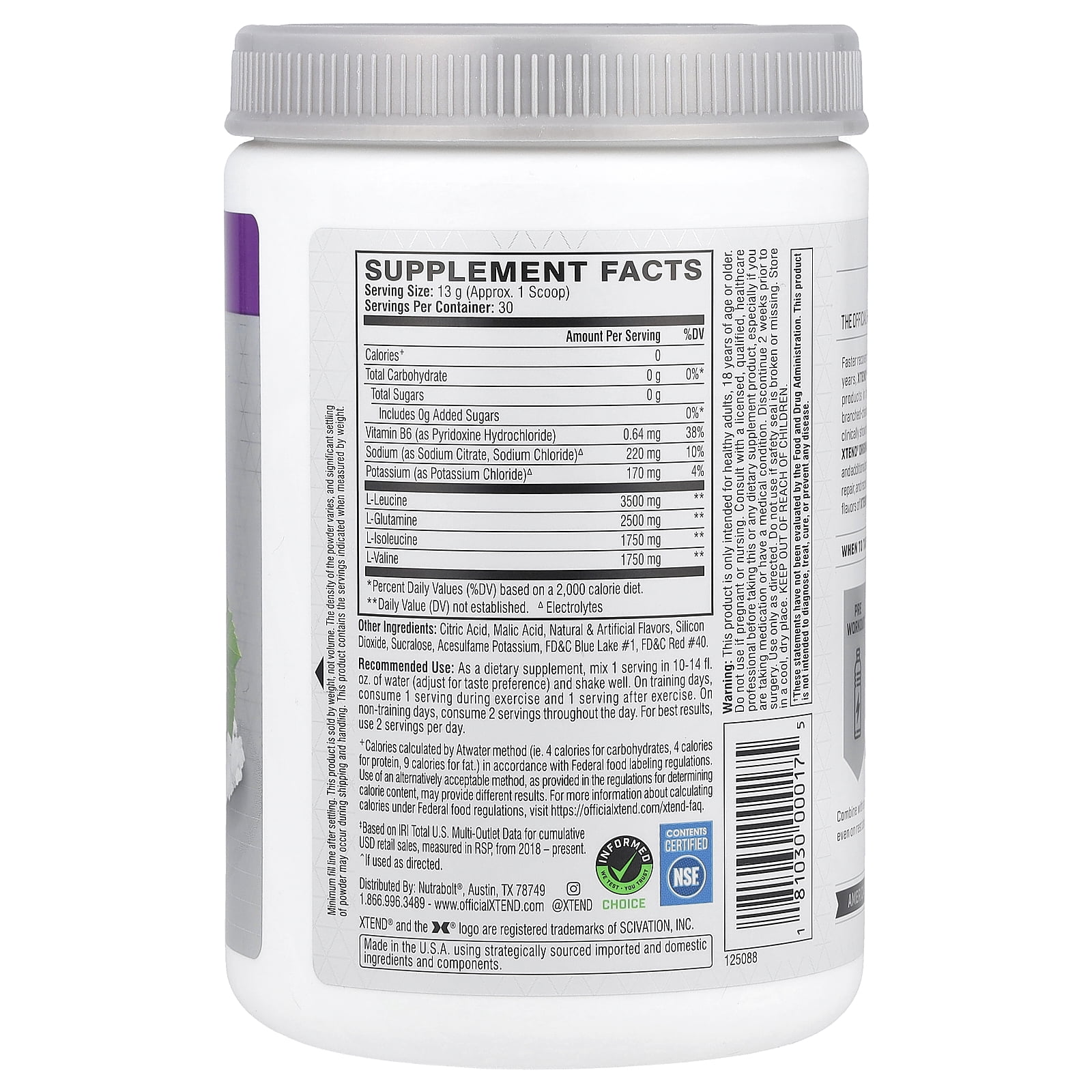 Xtend Glacial Grape 7G BCAA 13.8 oz 390 g - Original