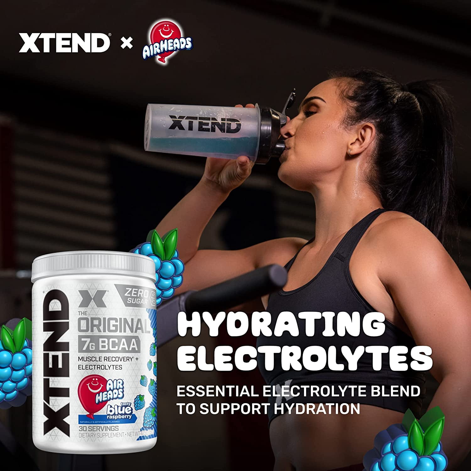 Xtend Original 7G BCAA Powder for Muscle Recovery Sugar-Free Airheads Cherry 30 Servings