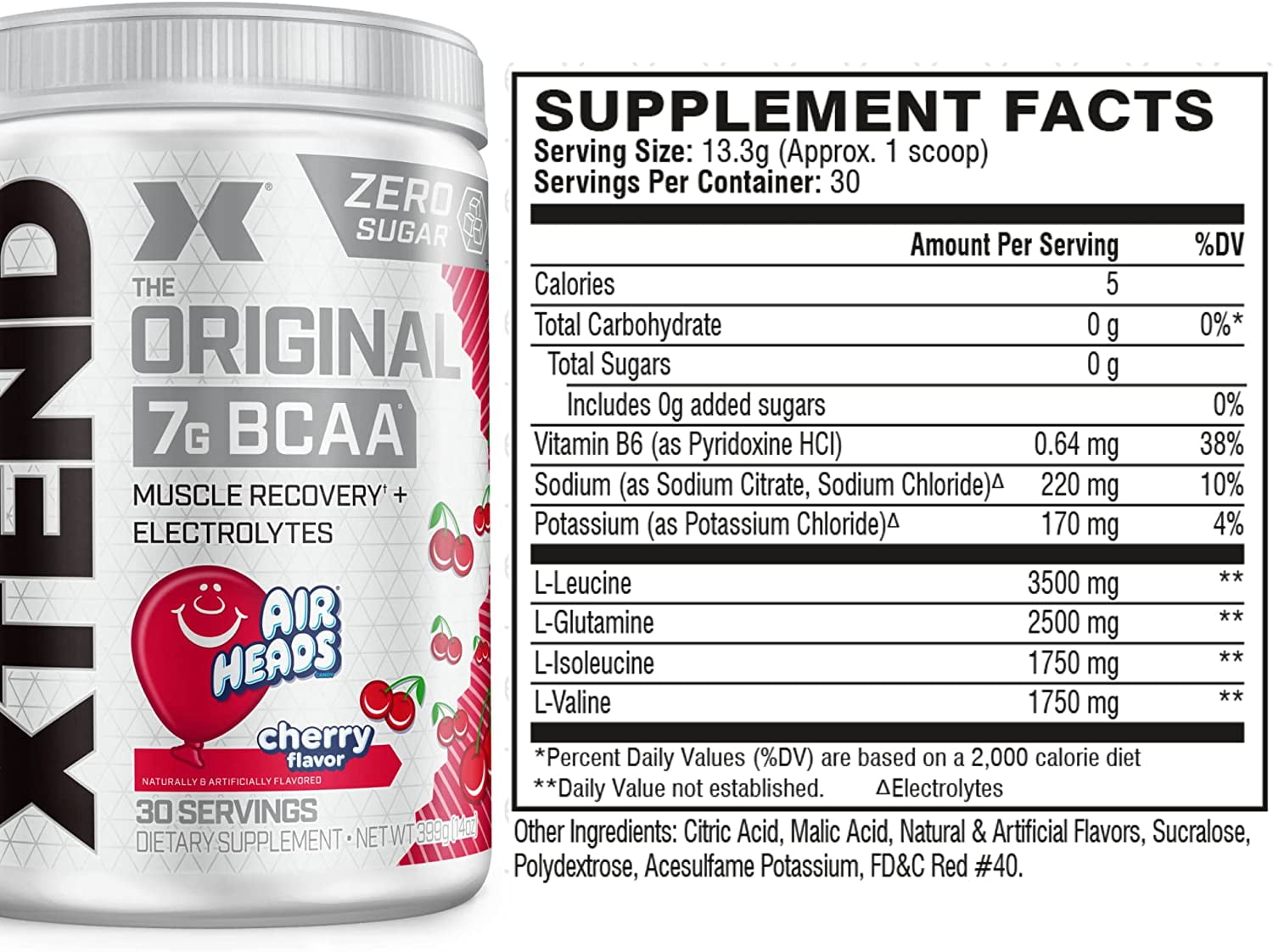 Xtend Original 7G BCAA Powder for Muscle Recovery Sugar-Free Airheads Cherry 30 Servings