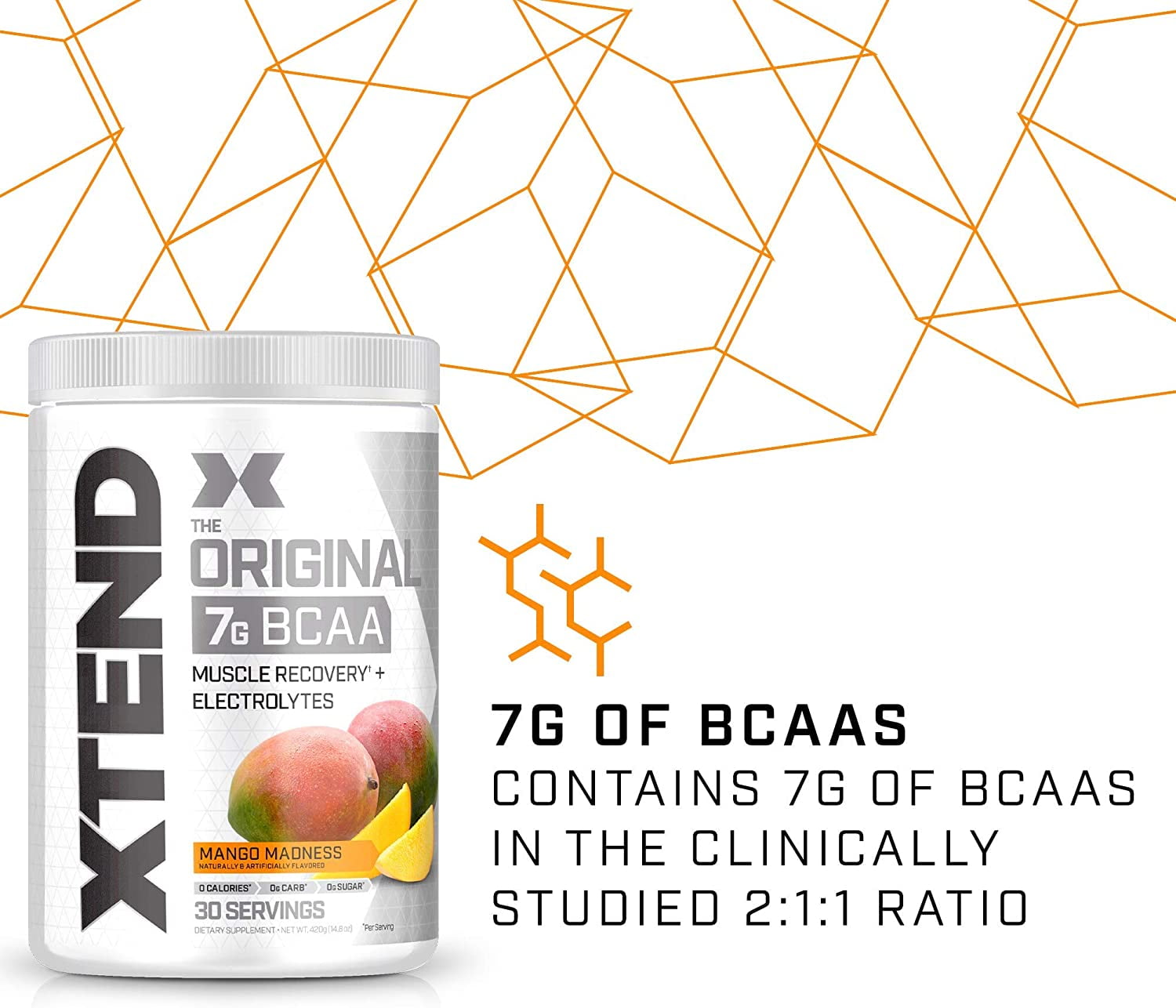 Xtend Original 7g BCAA Powder for Muscle Recovery Sugar-Free Mango Madness 30 Servings