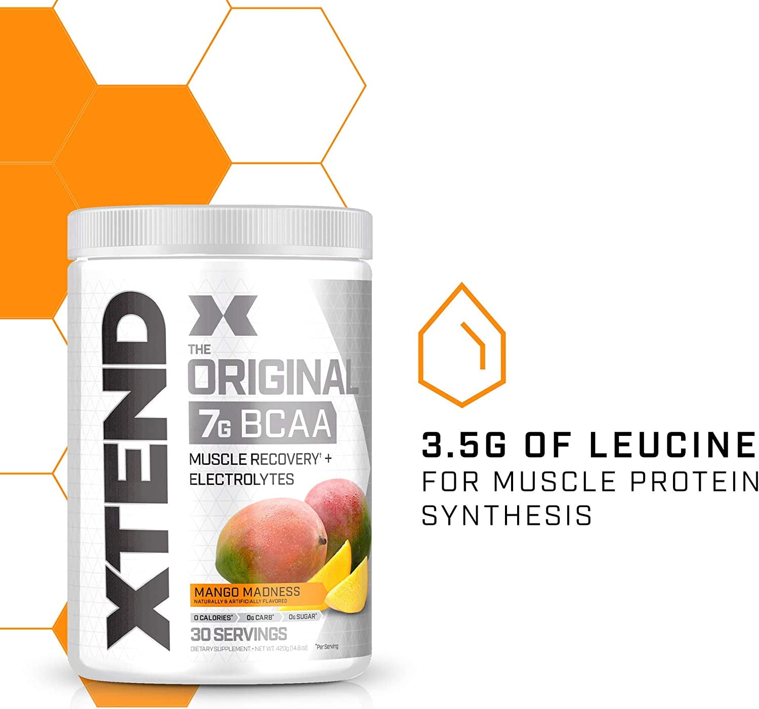 Xtend Original 7g BCAA Powder for Muscle Recovery Sugar-Free Mango Madness 30 Servings