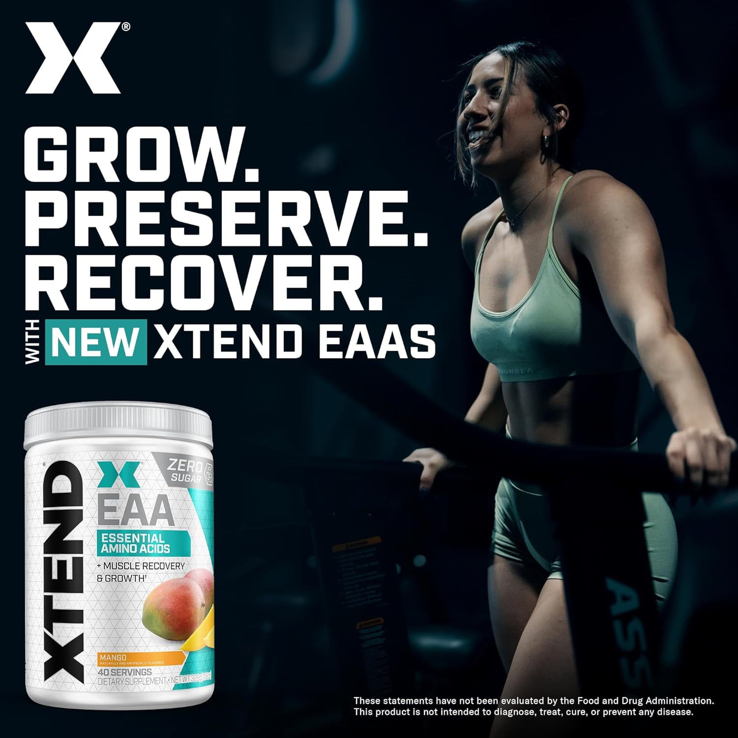 Xtend EAA Post-Workout Powder Muscle Recovery Sugar-Free Mango 40 Servings