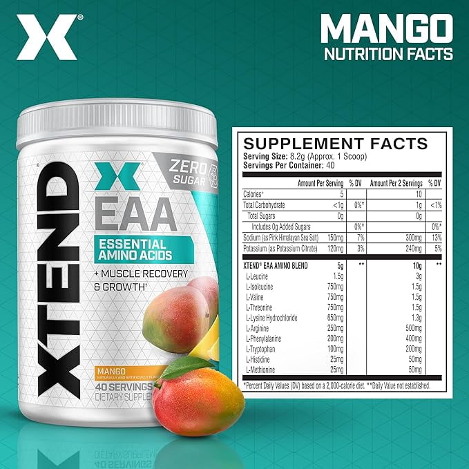 Xtend EAA Post-Workout Powder Muscle Recovery Sugar-Free Mango 40 Servings
