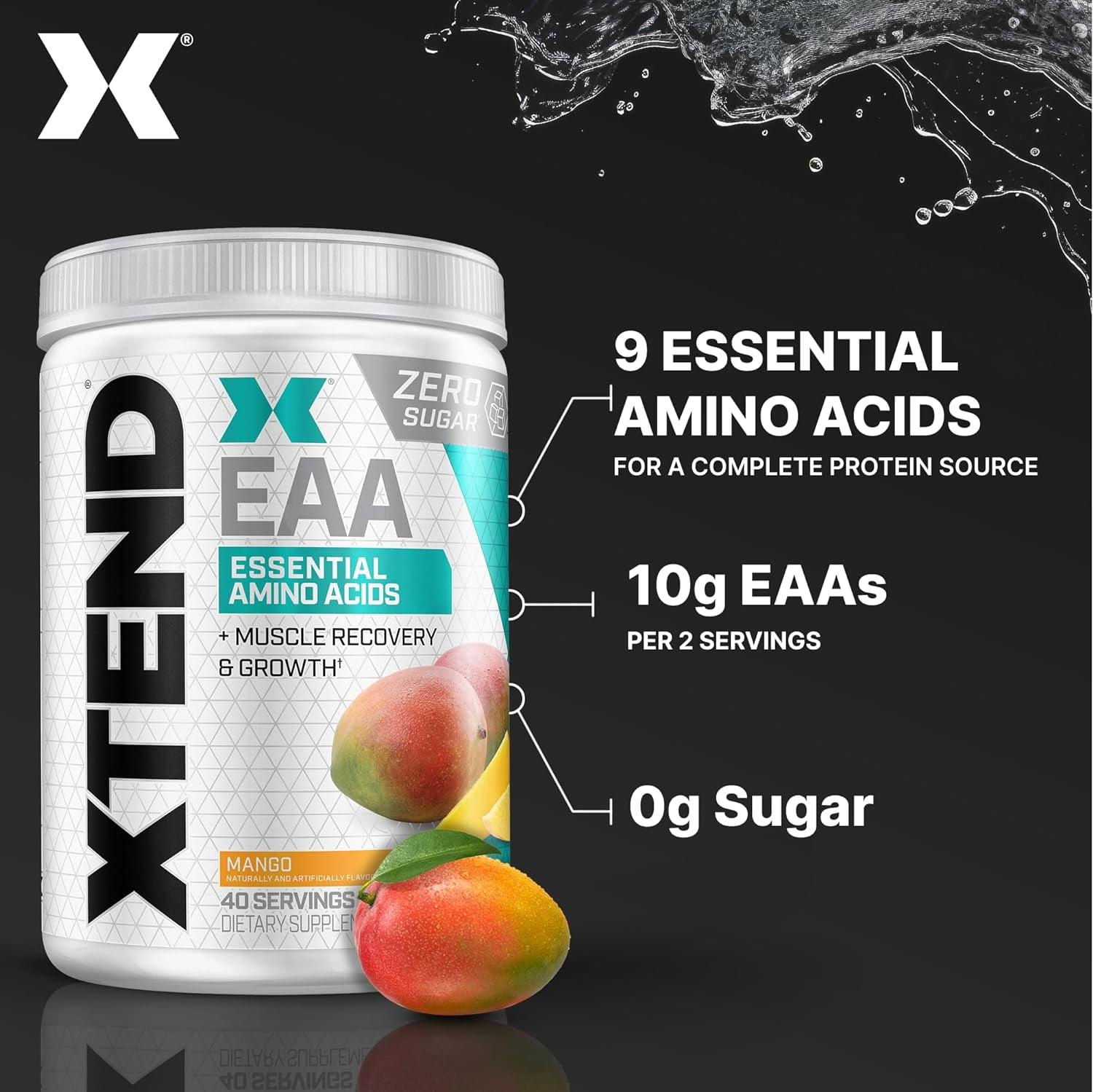 Xtend EAA Post-Workout Powder Muscle Recovery Sugar-Free Mango 40 Servings