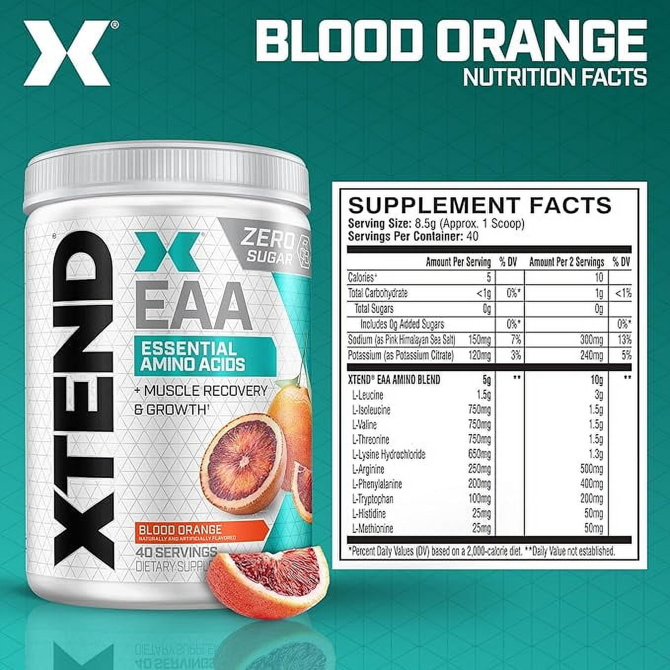 Xtend EAA Post Workout Powder Muscle Recovery Sugar Free Blood Orange 40 Servings