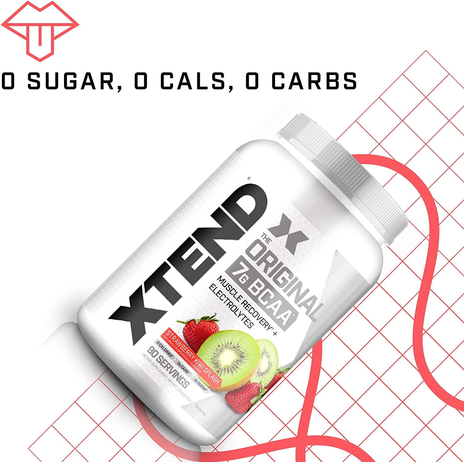 Xtend Original BCAA Powder 7G BCAA Sugar Free Post Workout Muscle Recovery Strawberry Kiwi Flavor 2.78 lb 1.26 kg 90 Servings