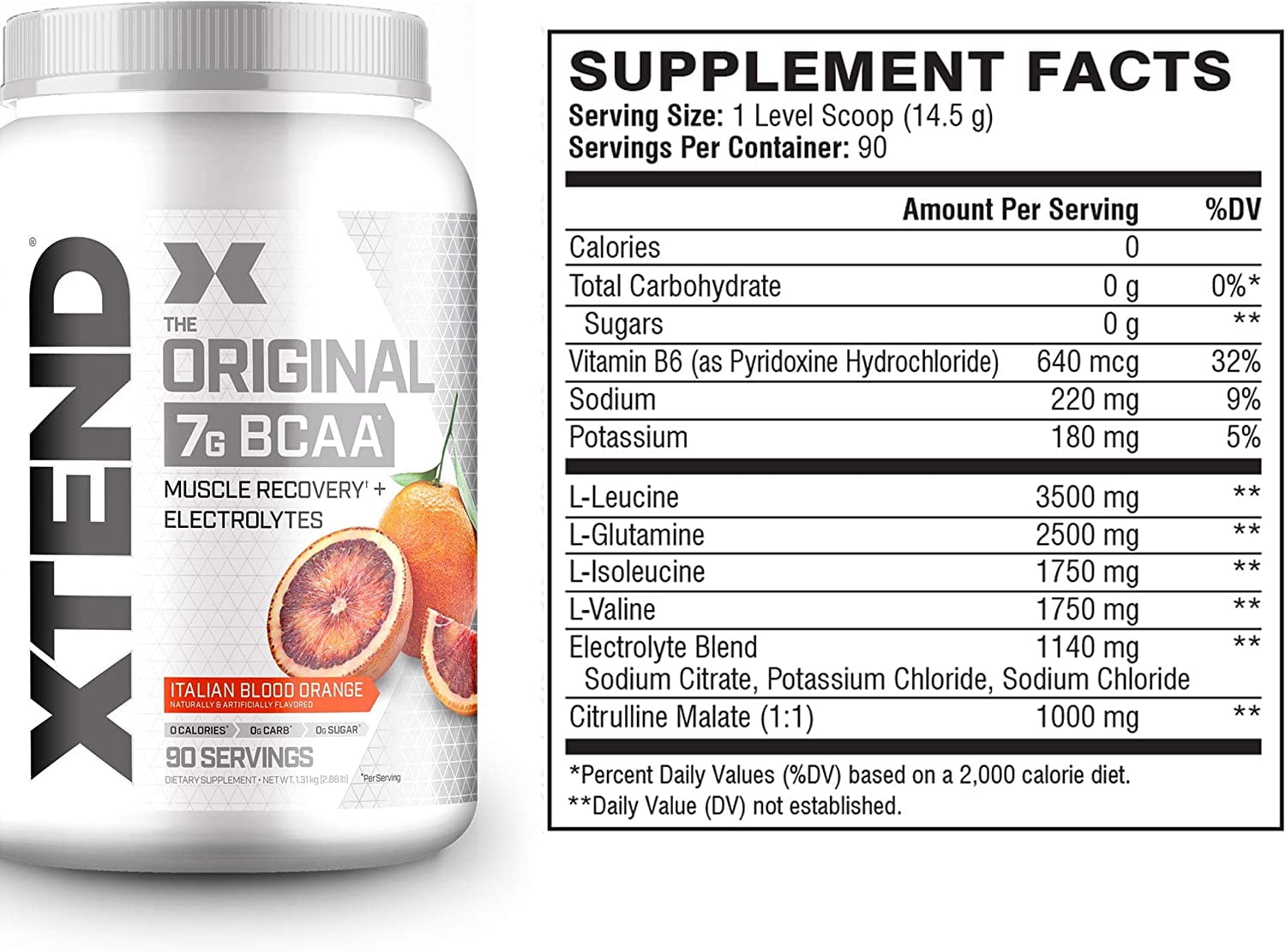 Xtend Original BCAA Powder Italian Blood Orange Muscle Recovery Electrolytes 90 Servings