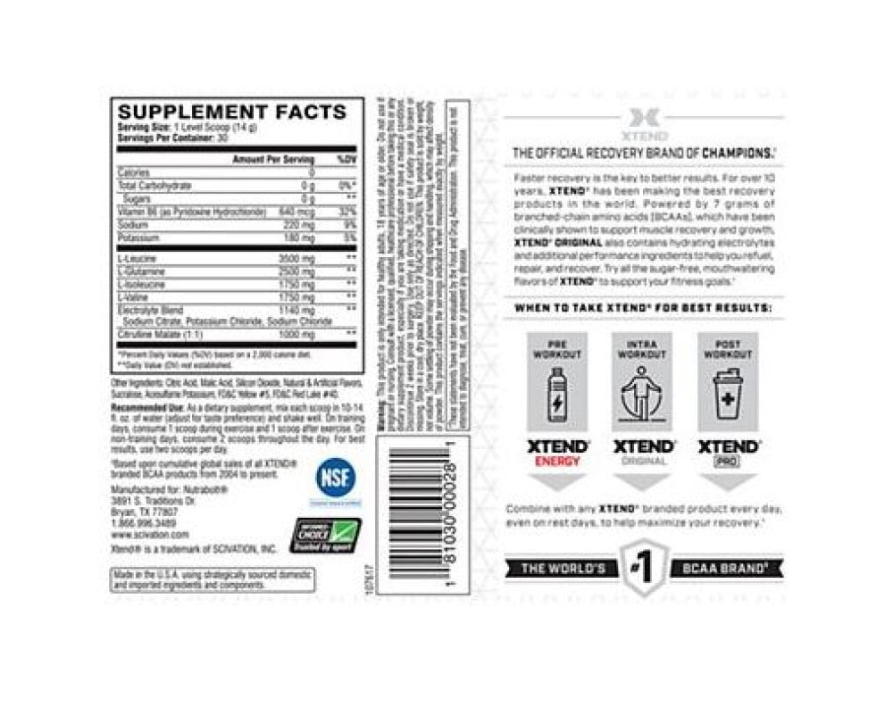 Xtend BCAA Mango Madness Muscle Recovery and Electrolytes 14.8oz / 30 Servings
