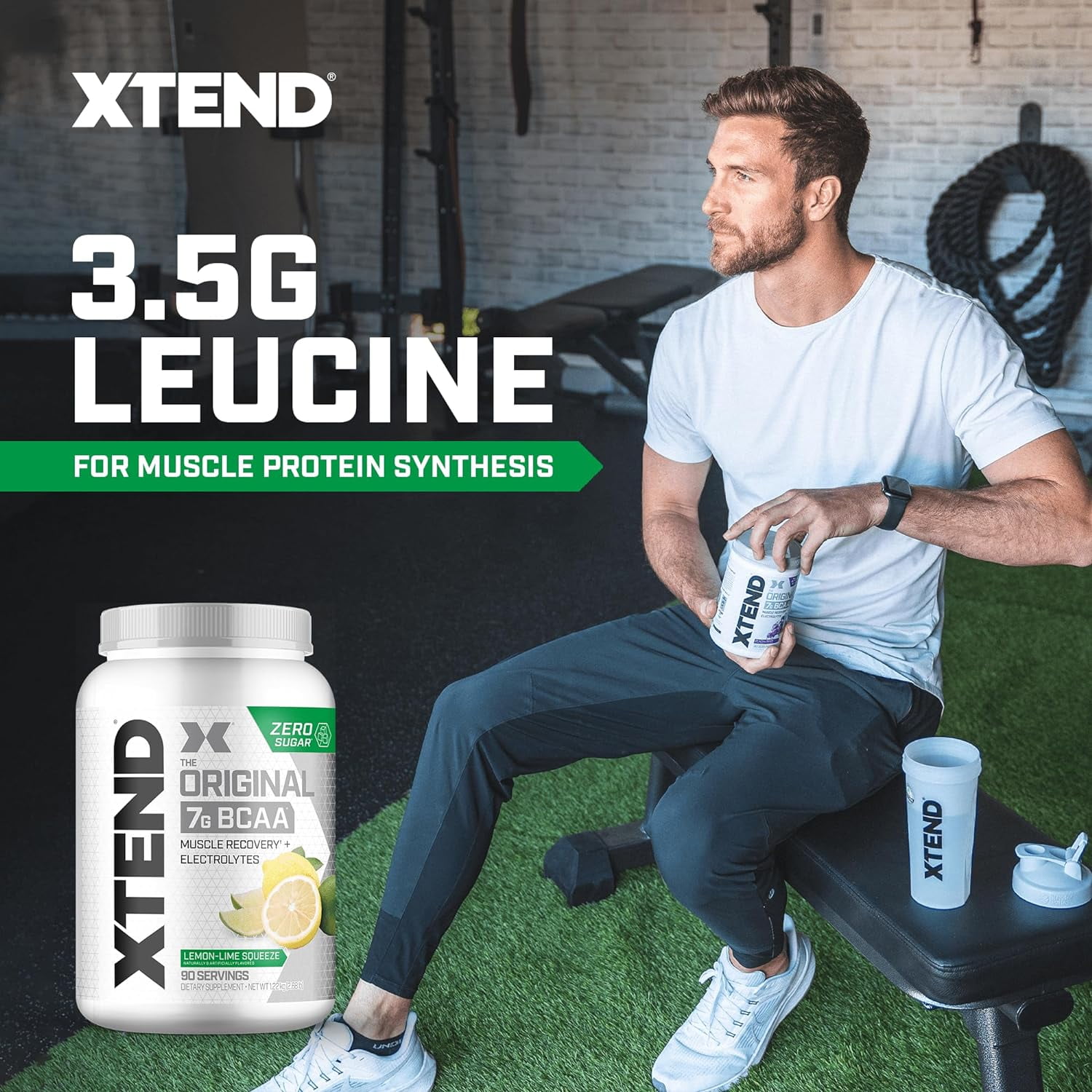 Xtend Original 7g BCAA Powder Muscle Recovery Sugar-Free Lemon Lime Squeeze 90 Servings