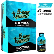 5-hour ENERGY Shot Extra Strength Blue Raspberry 1.93 oz 24 Pack for Energy Boosts
