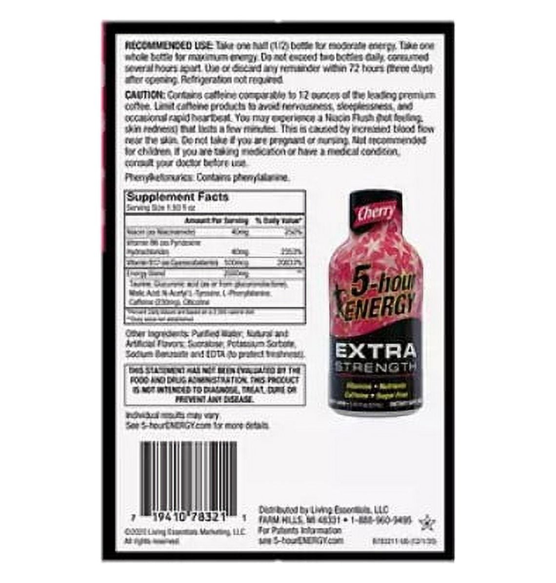 5-hour ENERGY Shot Extra Strength Cherry 1.93 oz 24 ct for Energy Boosts