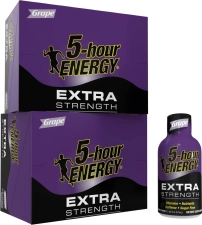 5-hour ENERGY Extra Strength Grape Flavor Energy Shot 1.93 oz 24 Count Sugar-Free Zero Calories B-Vitamins Amino Acids 230mg Caffeinated Dietary Supplement