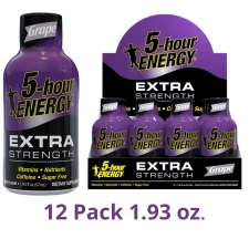5 Hour Energy Shot Extra Strength Grape 1.93 oz 12 Count for Fast Boost
