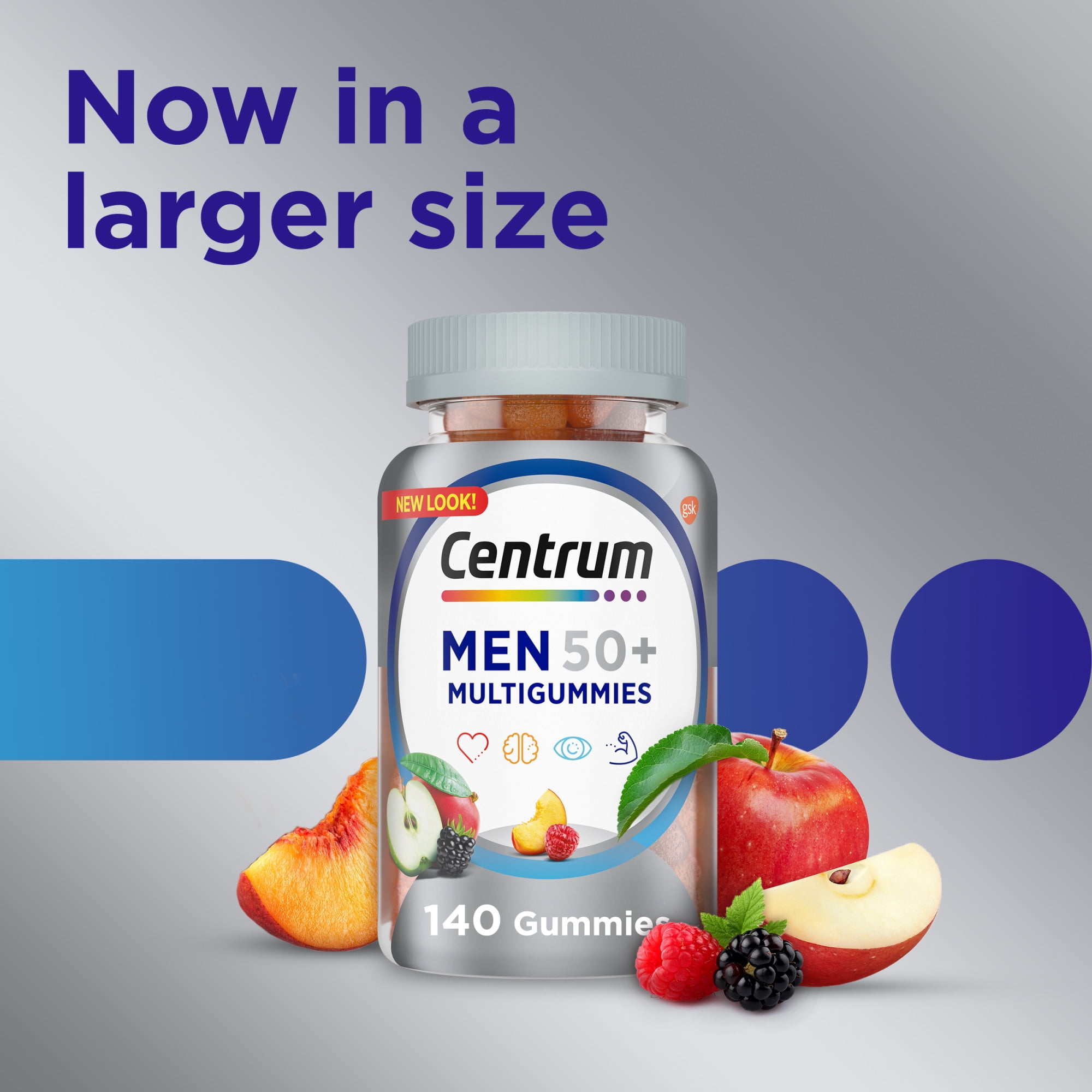 Centrum 50 Plus Mens Multigummies – Assorted Fruit Flavor – 140 Count Multivitamin Gummies