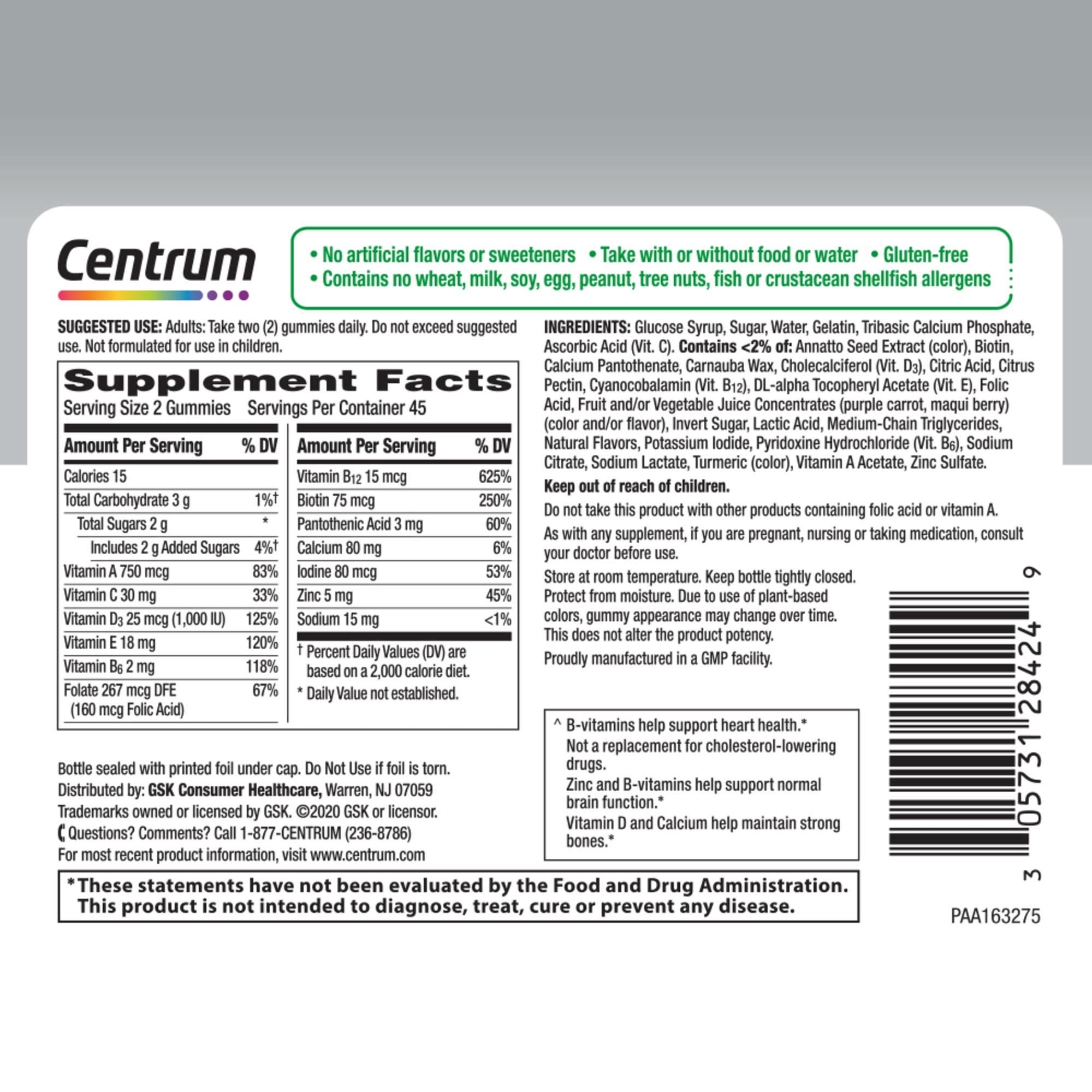 Centrum Over 50 Adult Multigummies, Assorted Fruit Flavors - 90 Ct
