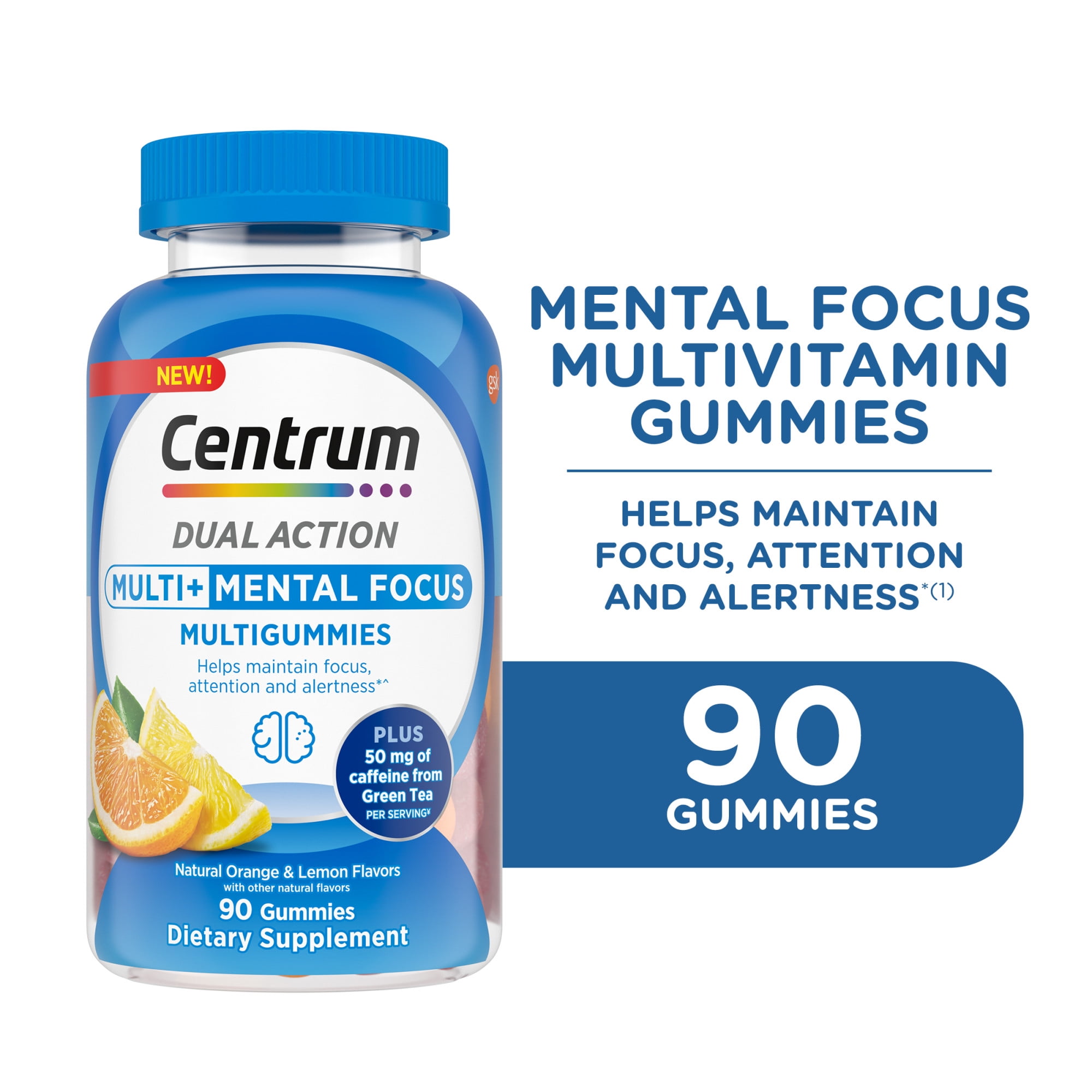 Centrum MultiGummies Multi+ Dual Action Gummy Vitamins Mental Focus 90 Count