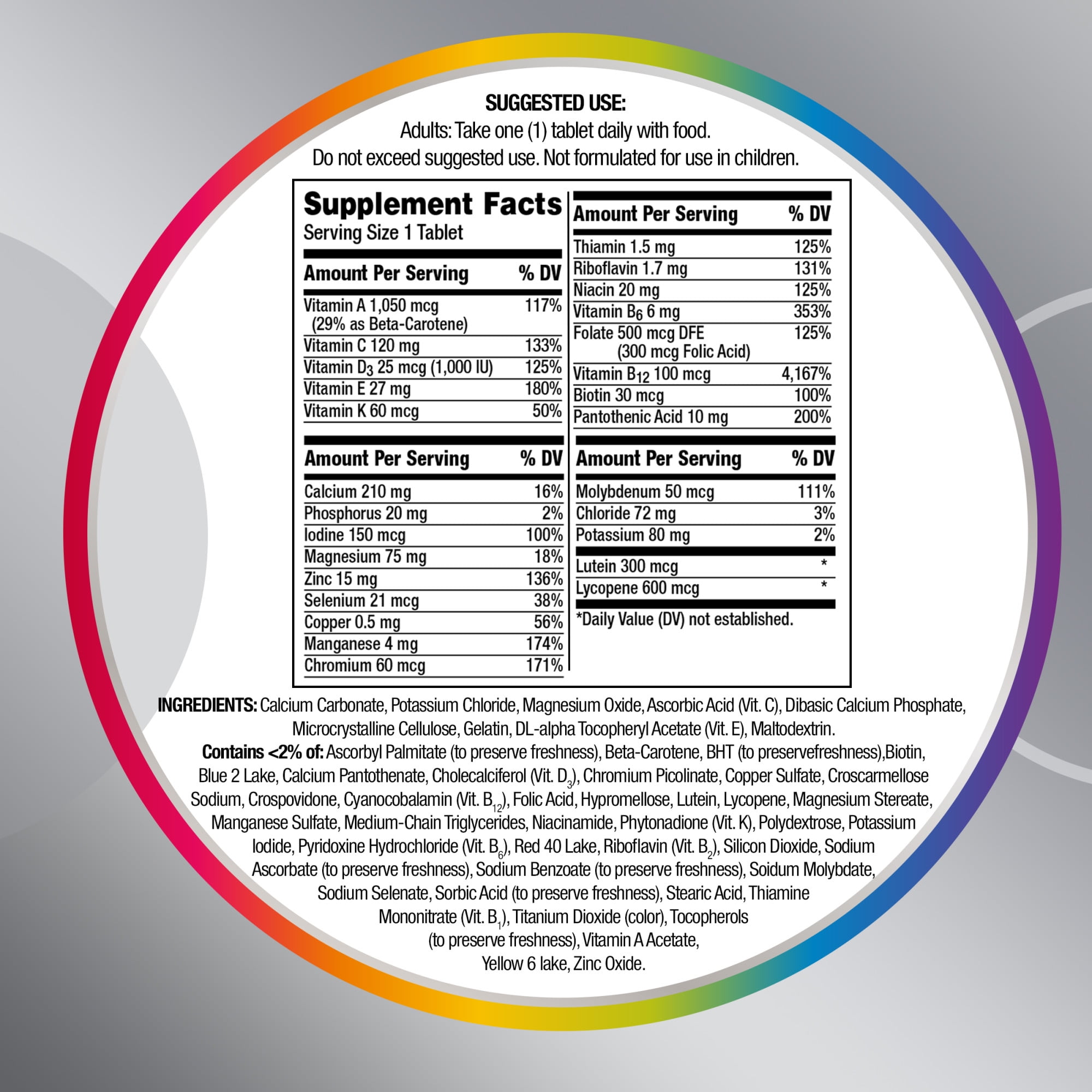 Centrum Silver Men Over 50 Multivitamin Multimineral Vitamin D3 Supplement 220 Ct
