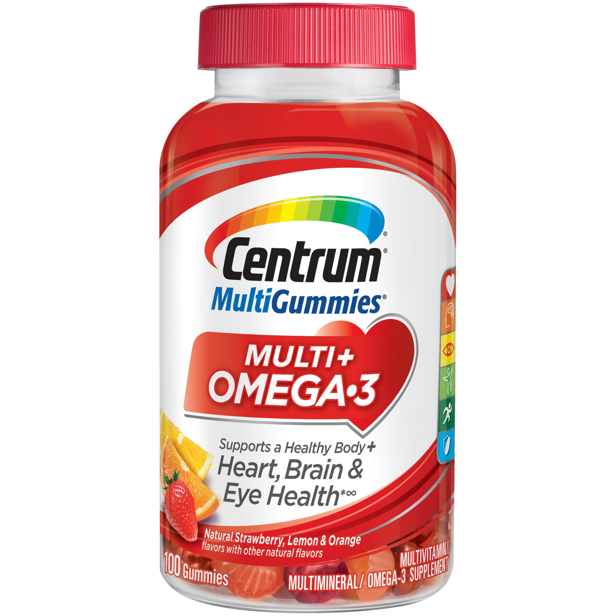 Centrum Adult Multivitamin Omega 3 Gummies Fruit Flavors 100 Ct