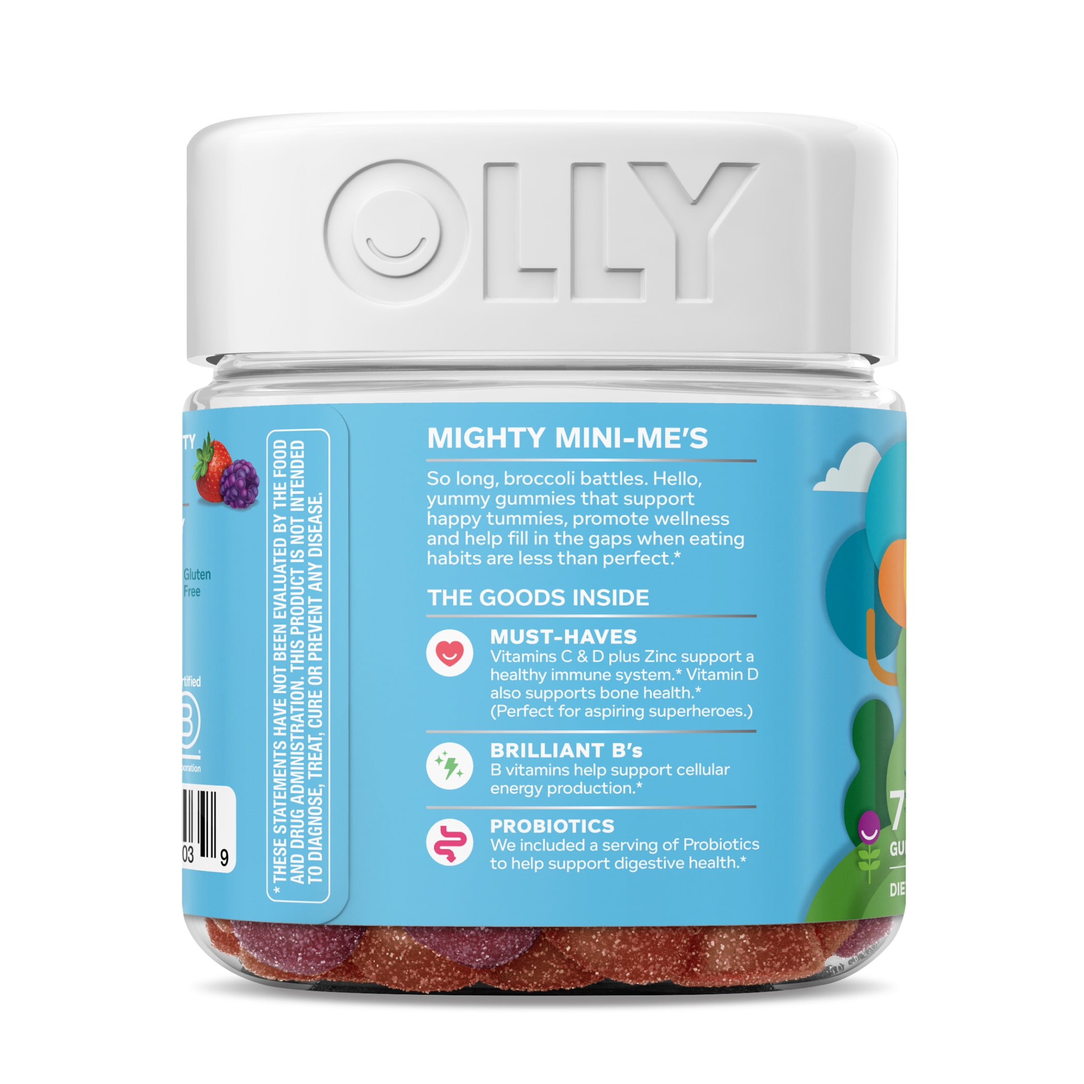 OLLY Kids Multivitamin Probiotic Gummy Daily Digestive Supplement Zinc Berry Flavor 70 Ct