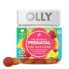 OLLY Prenatal Multivitamin Gummy Women Folic Acid Vitamin D Omega 3 DHA 60 Ct