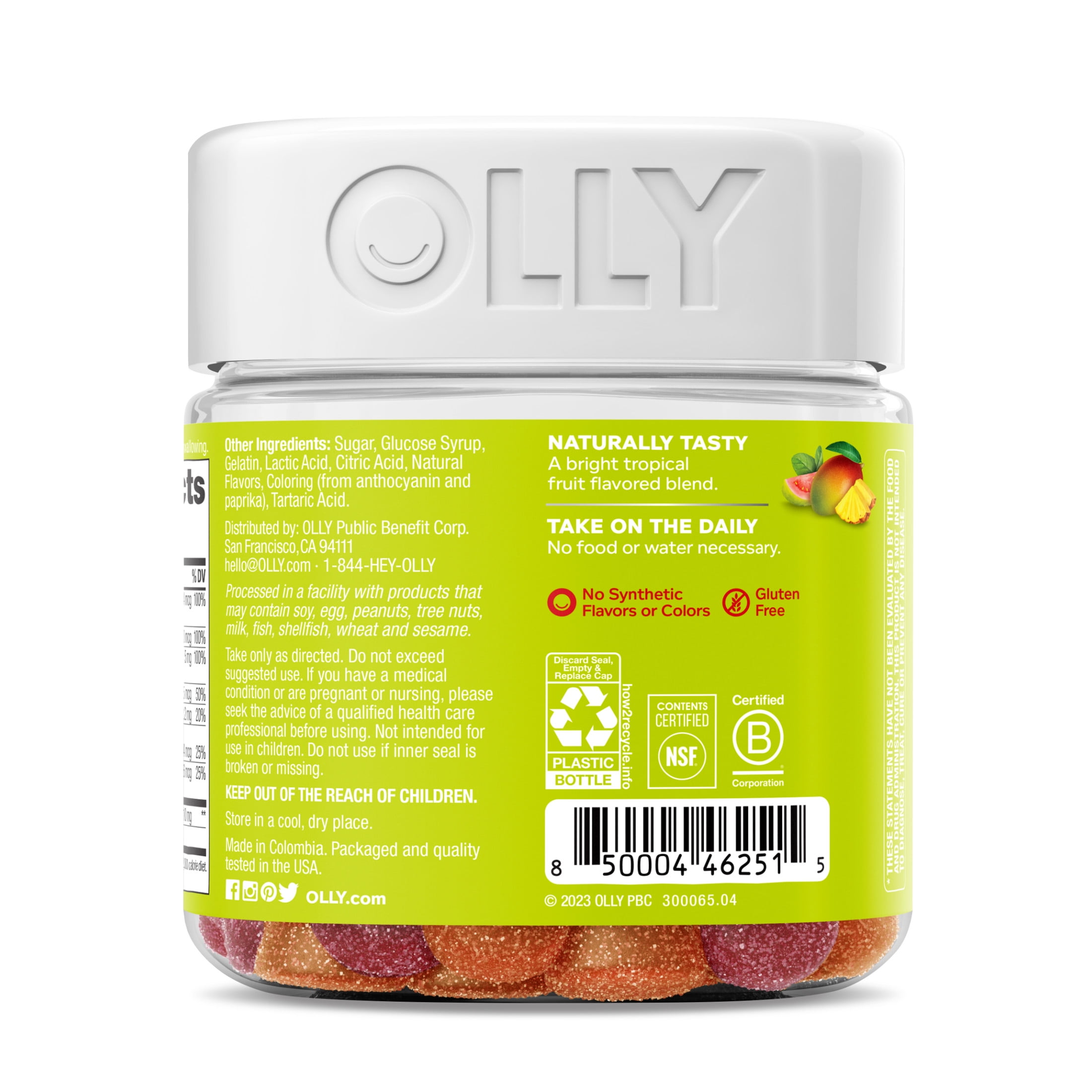 OLLY Adult Daily Multi Probiotic Gummy Digestive Supplement Zinc Antioxidants Tropical 70 Ct