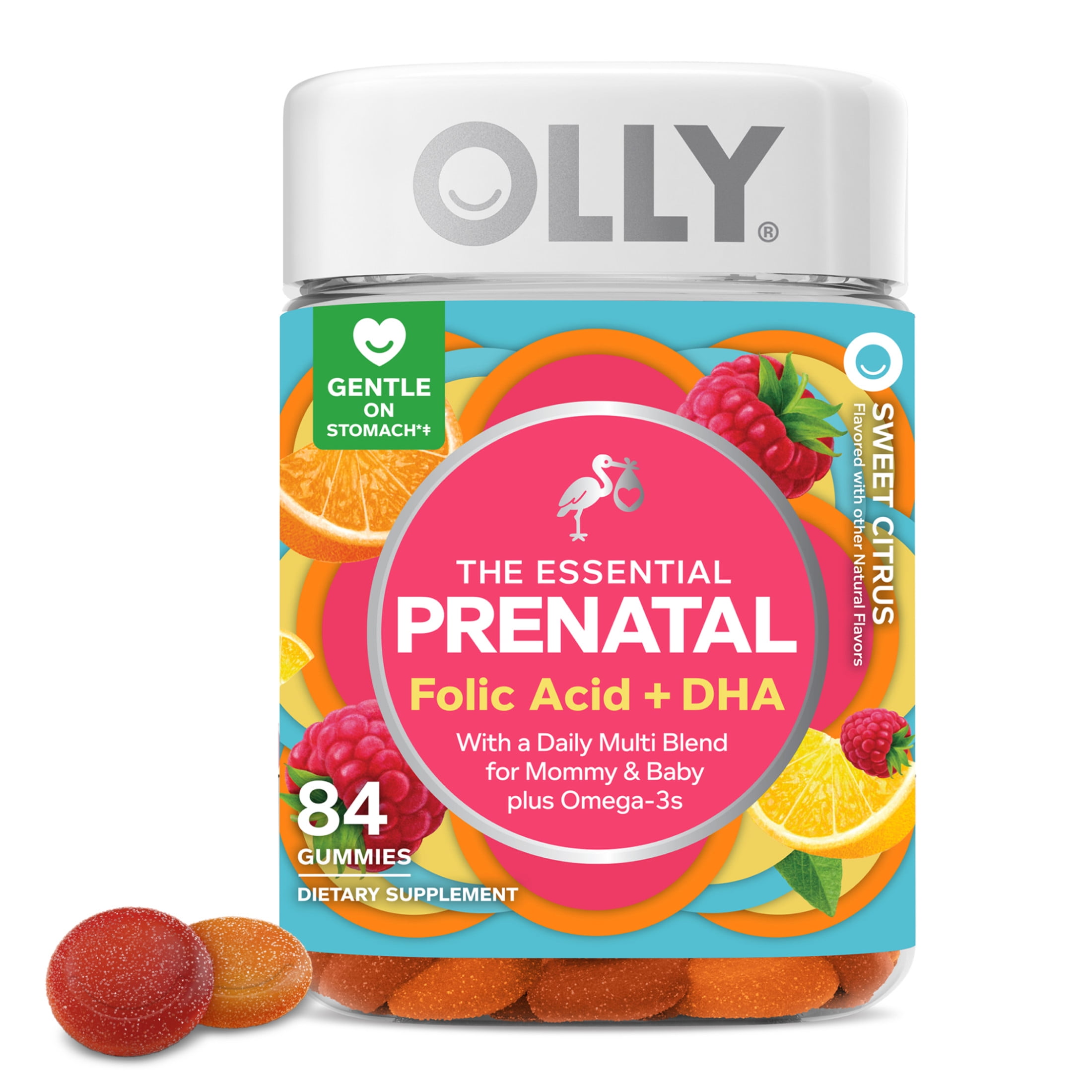 OLLY Prenatal Multivitamin Gummy Women Folic Acid Vitamin D Omega 3 DHA 84 Ct